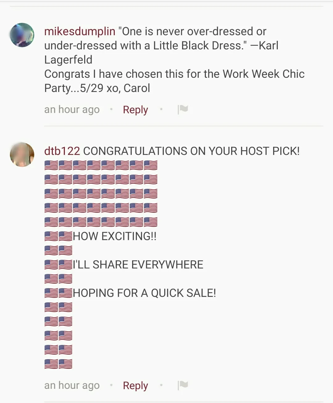 how to host a poshmark party comment.jpg