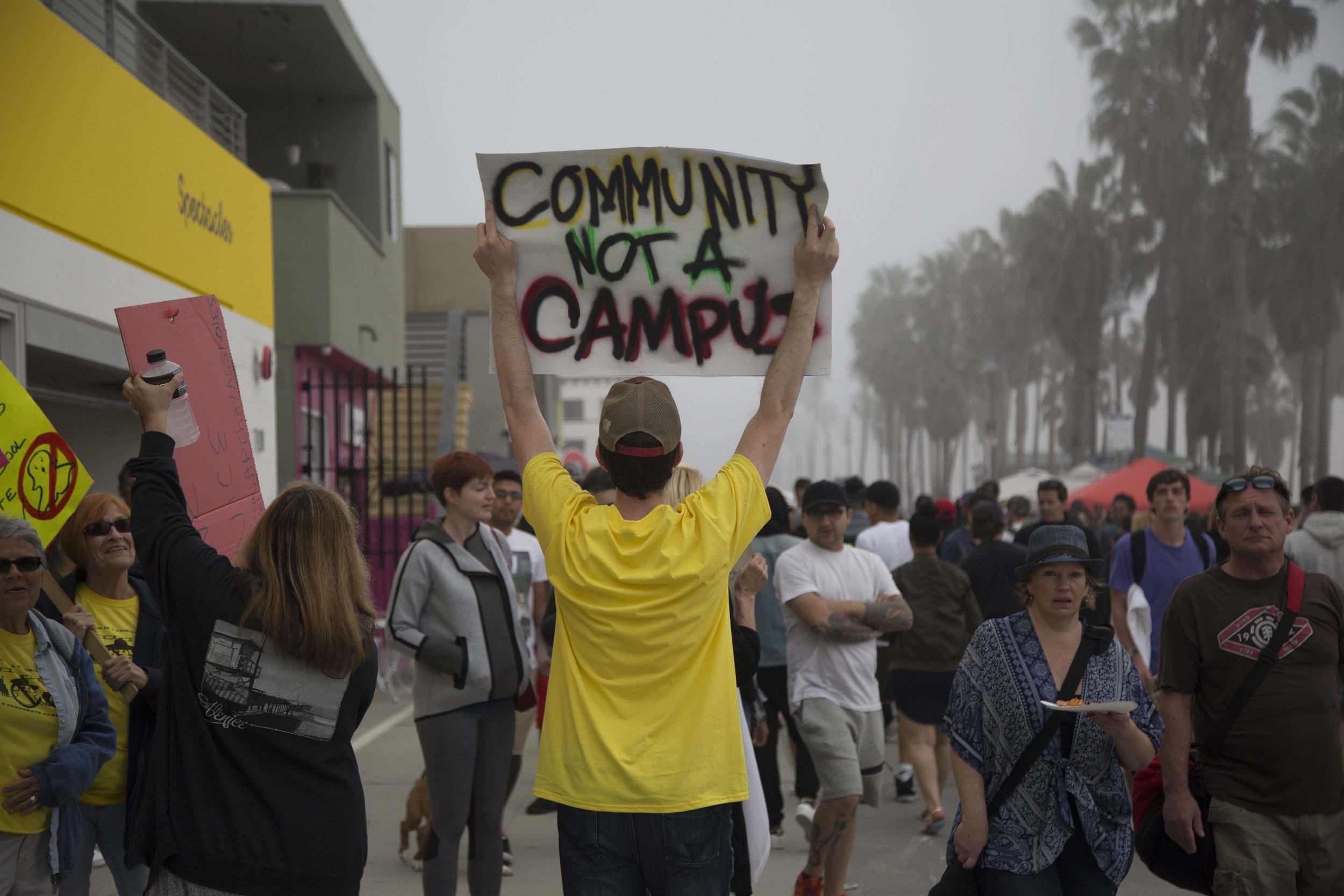  Over two dozen local Venice residences came together to protest Snapchats newly opened storefront named Spectacles at 701 Ocean Front Walk, Venice, Calif., on Saturday March 11 2017. The Venice locals believe “Snapchats presence is causing an influx