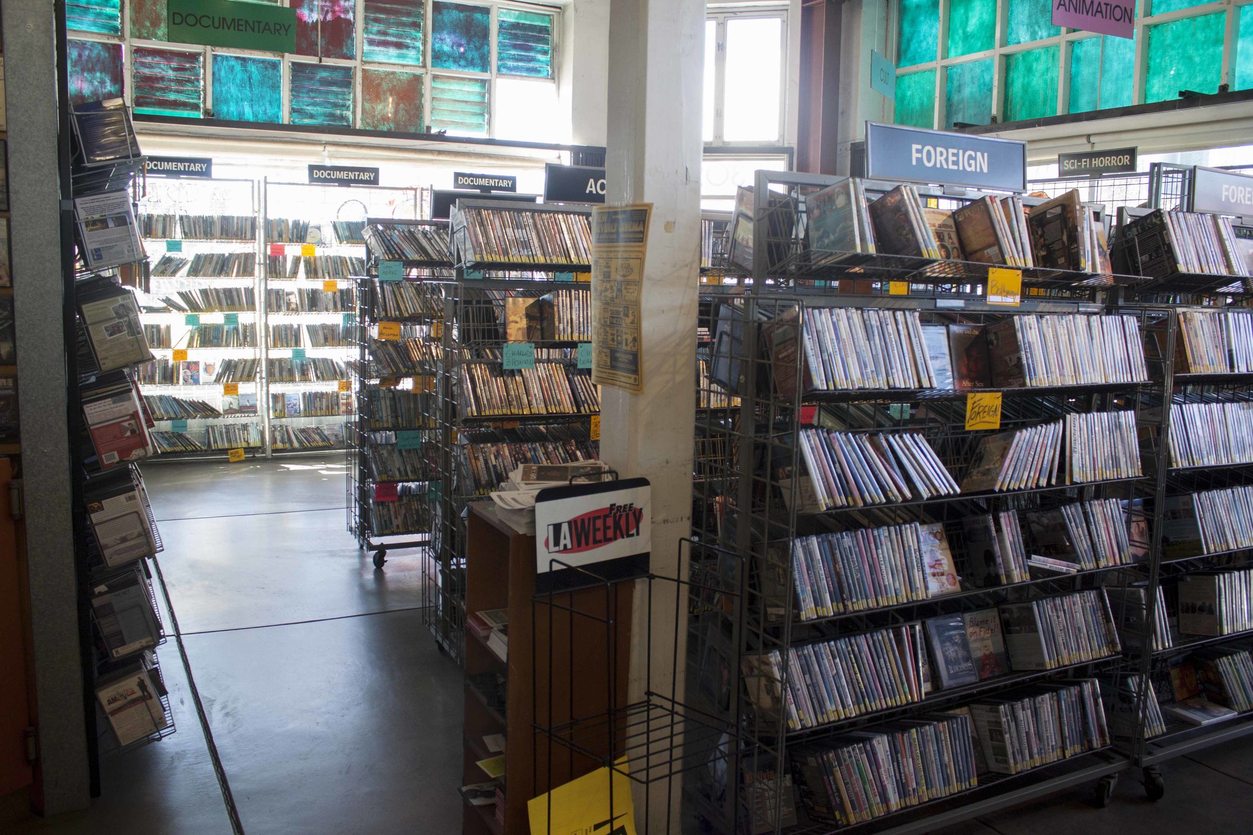  Inside Vidiots, the 31 year old movie rental store located at 302 Pico Blvd, Santa Monica, CA 90405 on November 29, 2016. The unique store had trouble in recent years trying to find funding to keep its doors open. At this time the store was open aft