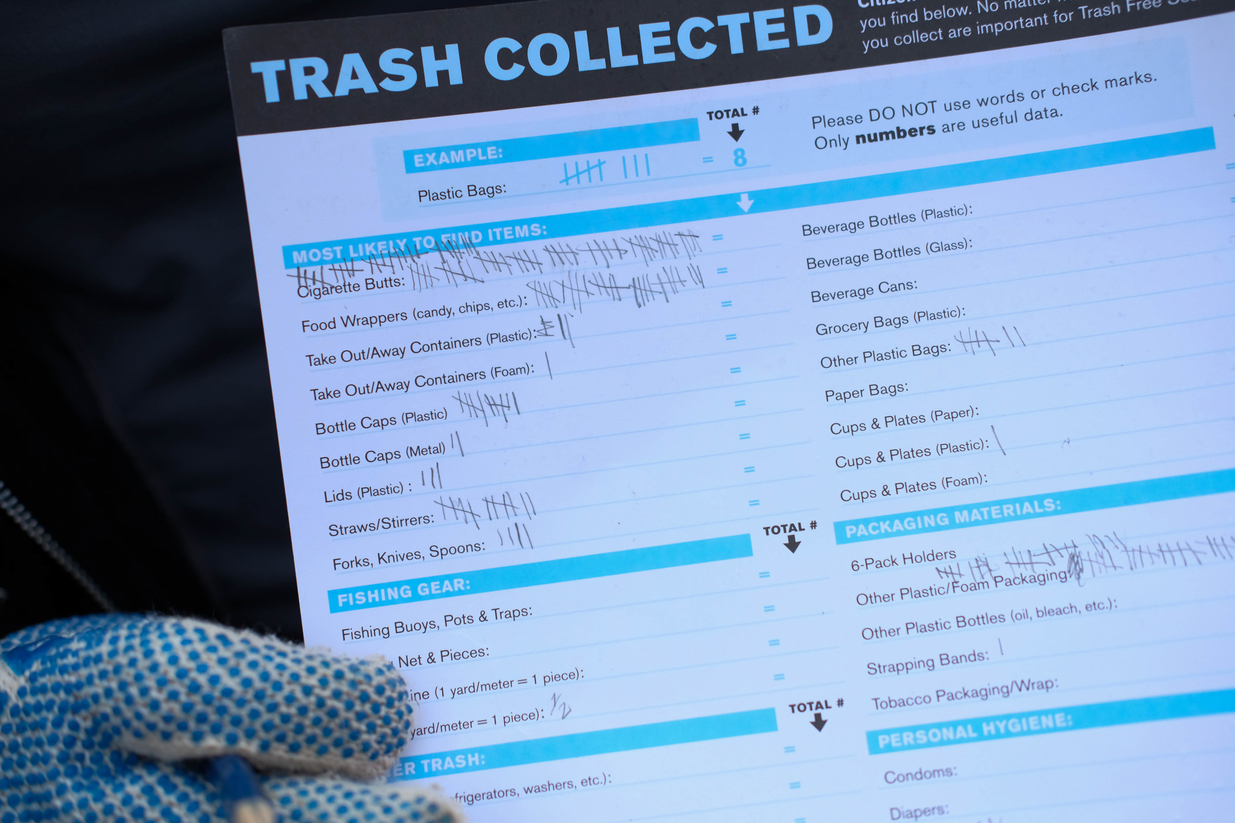  Maria Volkova shows the amoutn of trash collected on her Heal the Bay worksheet in Santa Monica, CALIF on September 15th, 2017. (Jayrol San Jose) 