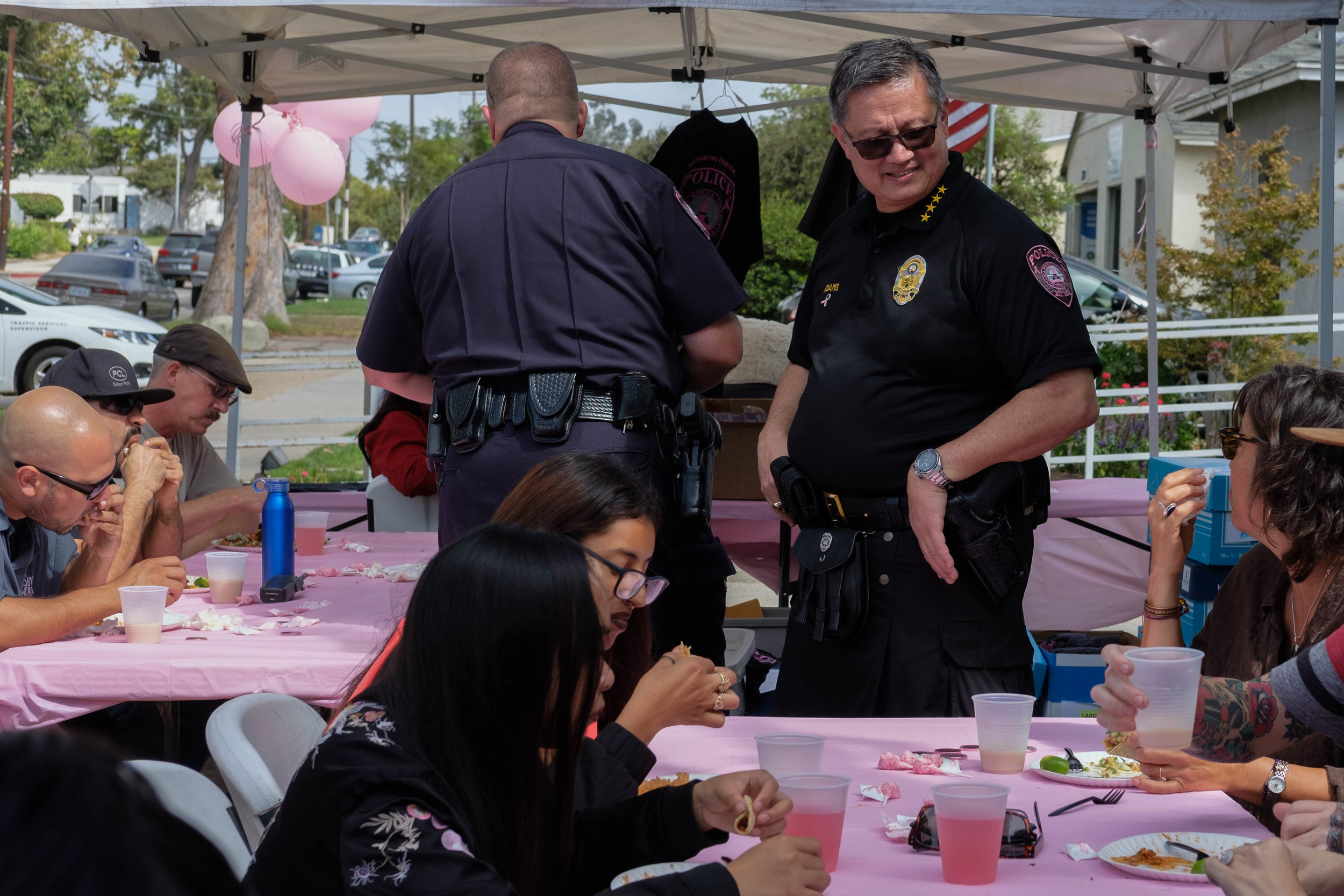  Chief of Police, Johnnie Adams chats with event attendees in Santa Monica, Calif. on October 3rd, 2017. Photo by: Jayrol San Jose 