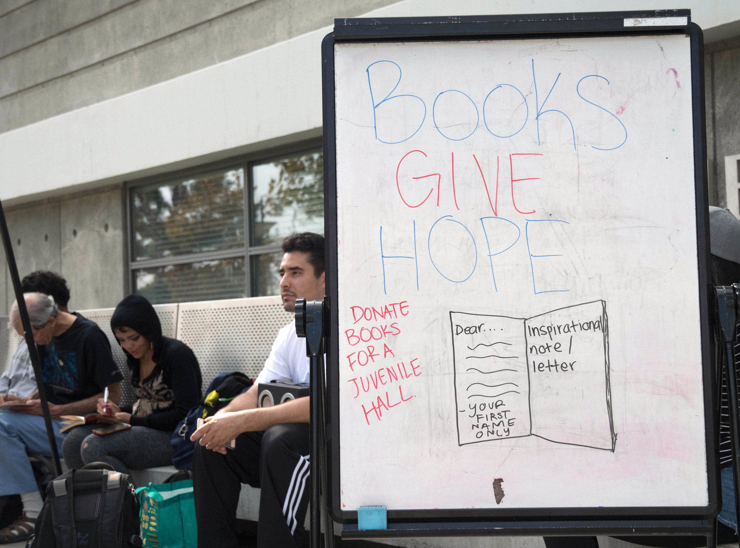  Book drive and letter writing for those in Juveille Hall hosted by Homeboy Industries at Santa Monica College in Santa Monica, Calif. on October 19, 2017. Photo by Willow Sando-McCall 