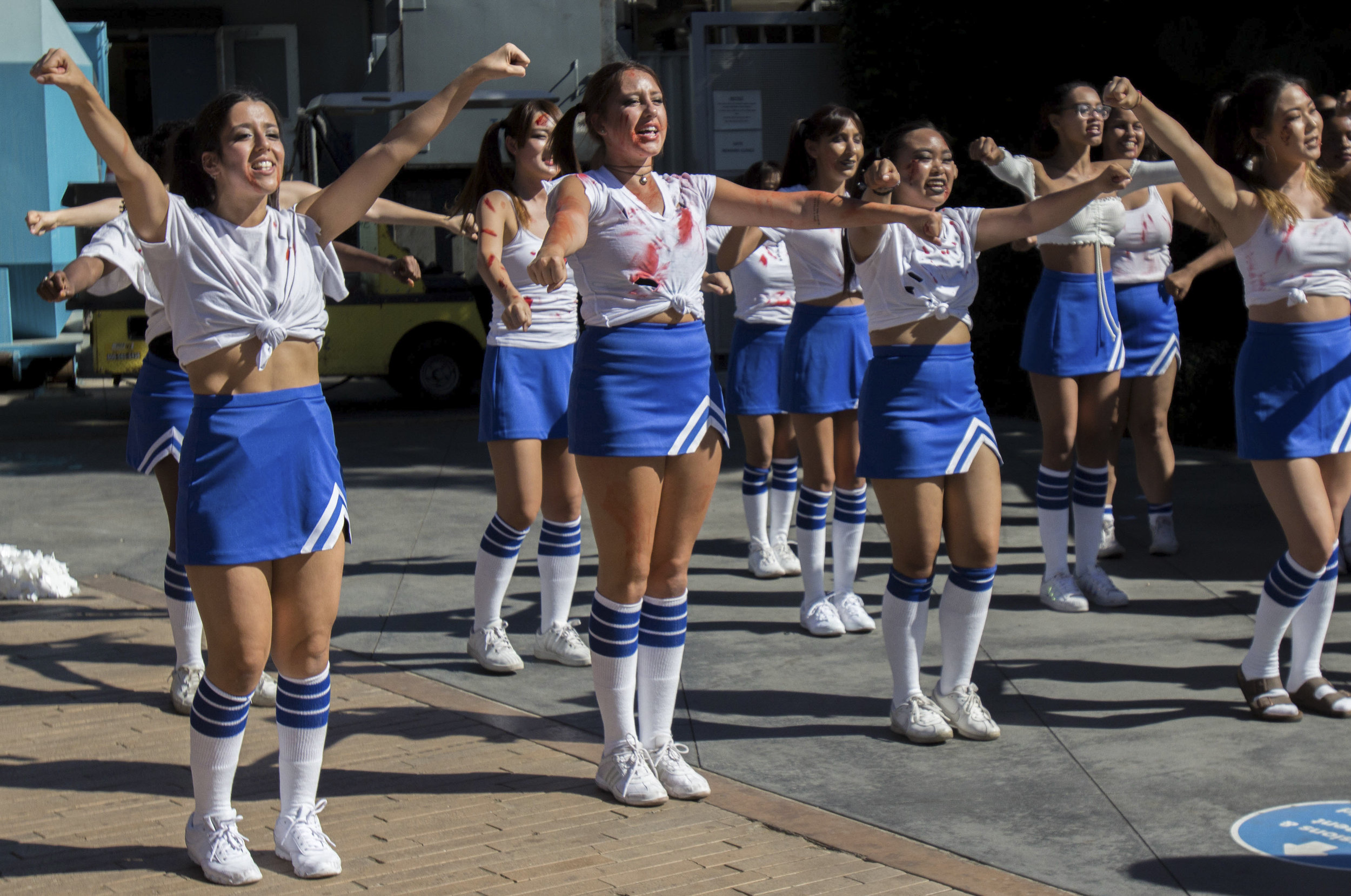  Members of the Cheer Club performing during Club Row at Santa Monica College on Thursday, October 26th, 2017 at Santa Monica, Calif. The Cheer Club gain more members compare to last year 12 member to this year 45 member. (Photo by Brian Quiroz)) 