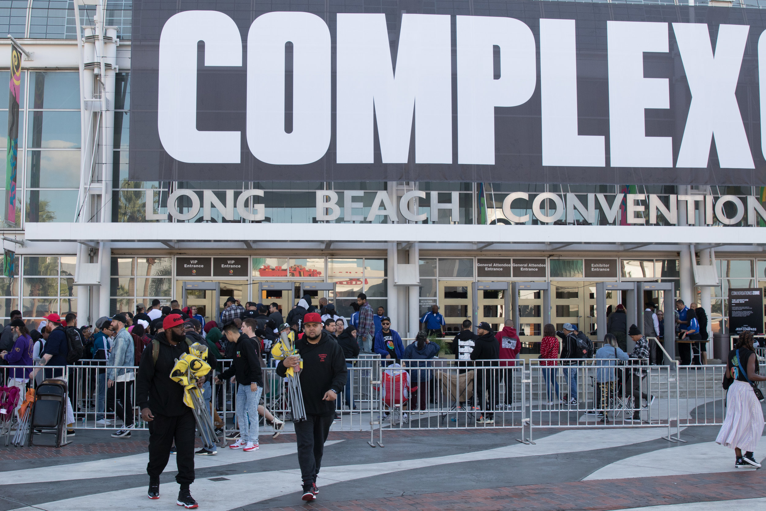  Members of Complex Magazine staff remove blockades as the doors prepare to open at the 2017 Complexcon on November 4, 2017 at the Long Beach Convention Center in Long Beach Calif. (Photo By: Zane Meyer-Thornton) 