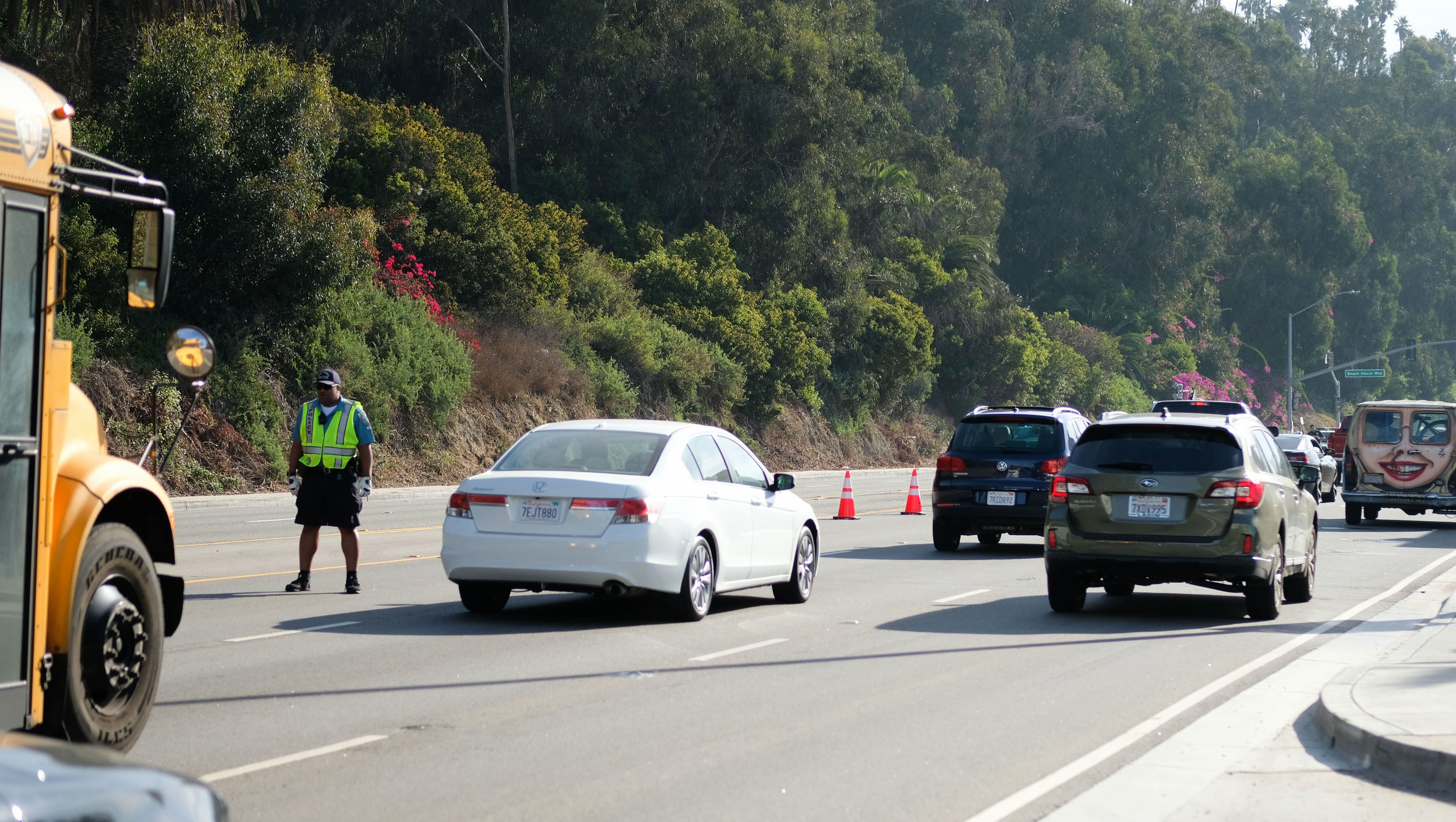  Traffic Officer directing traffic on Pacific Coast Highway  1. The highway going Northbound was shut down due to a fatal car accident on November 21, 2017 in Santa Monica, CALIF.(Photo by Jayrol San Jose) 