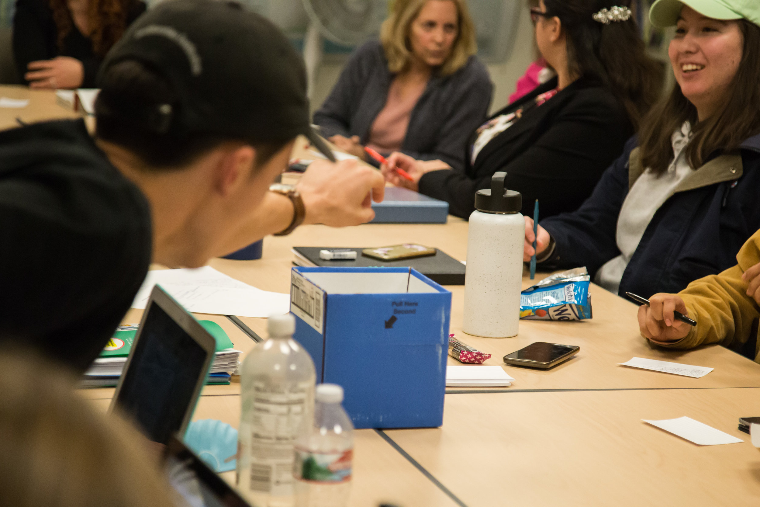  Student put a sheet of question about Gender Equity and Social Justice Center into the box during GEN-C Commitee Meeting on Tuesday, December 5th, 2017 at Humanities & Social Sciences Building in Santa Monica College Main Campus in Santa Monica, Cal