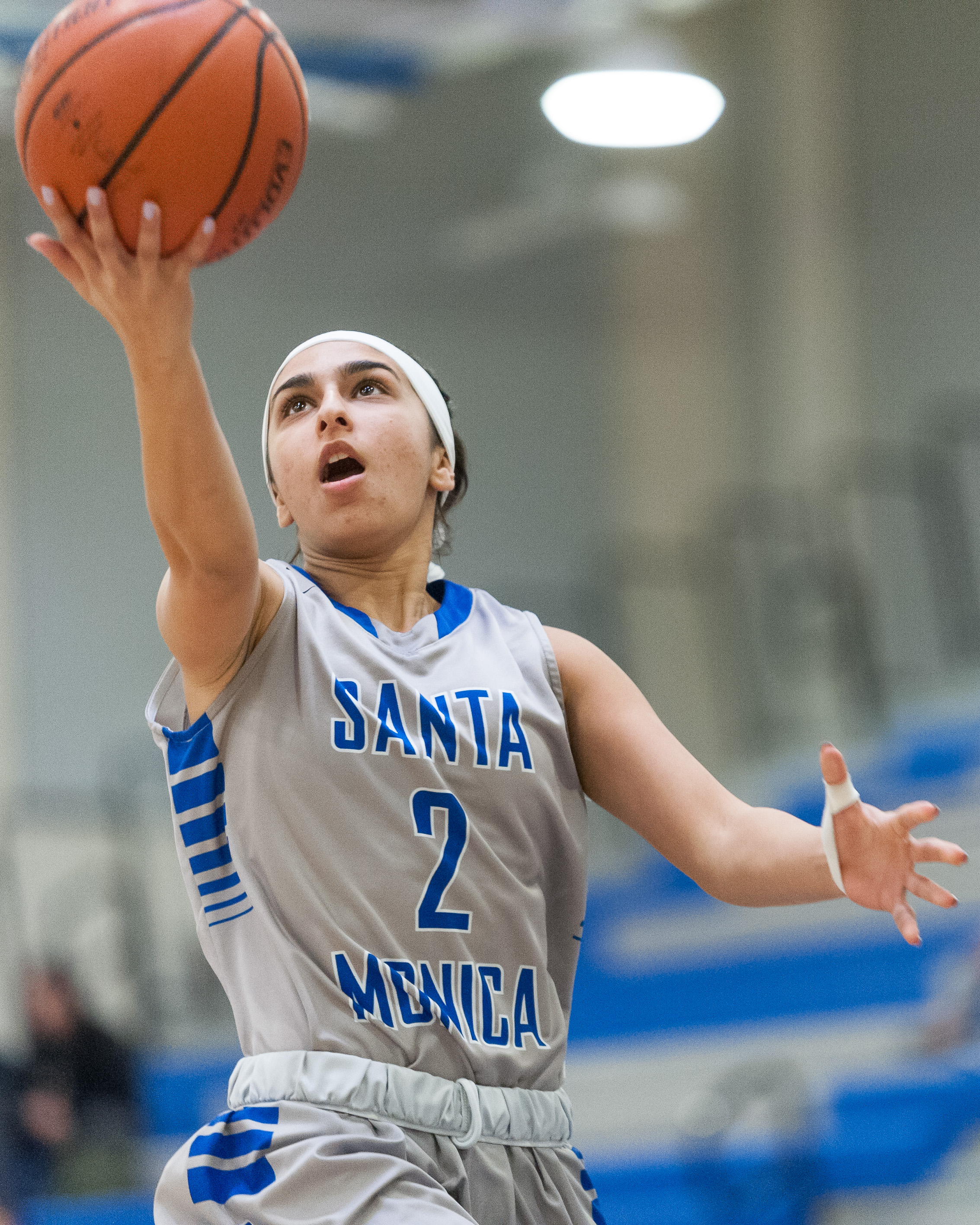  Guard Jessica Melamed (2) of Santa Monica College goes up for an uncontested layup. The Santa Monica College Corsairs lose the game 52-69 to the Moorpark College Raiders. The game was held at the SMC Pavilion at the Santa Monica College Main Campus 