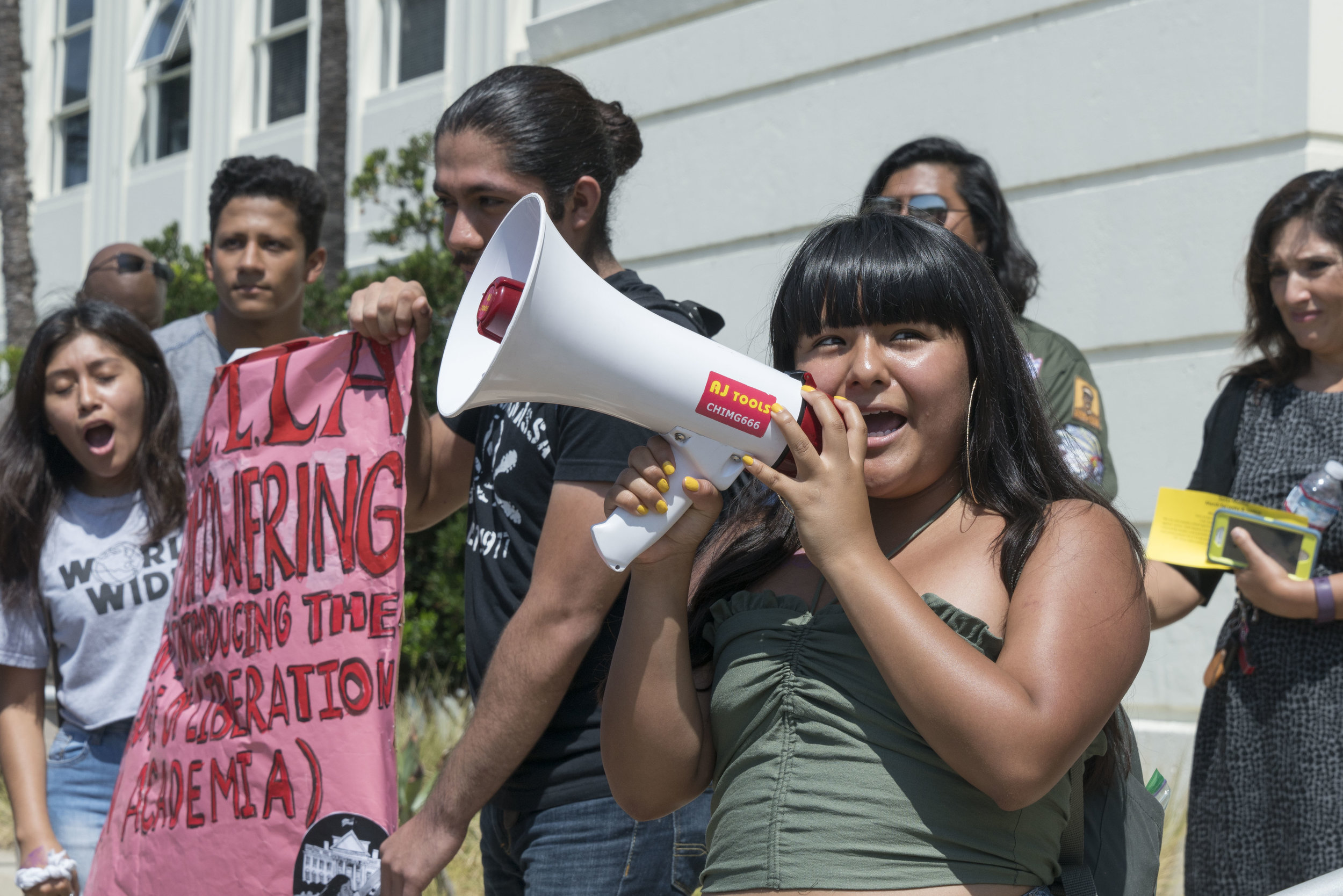  "I am a DACA recipient," Santa Monica College student, Salma Morales Aguilar, 19, announces at a rally in front of Santa Monica City Hall in Santa Monica, Calif., on Thursday, September 7, 2017. Students from Santa Monica College held a rally and ma