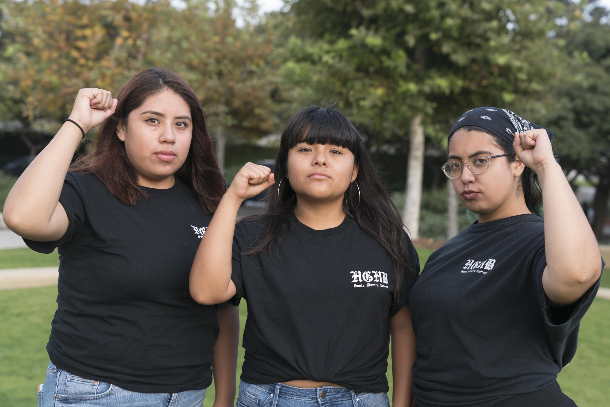 Santa Monica College student and DACA recipient, Salma Aguilar Morales (center), poses for a photograph with fellow student activists, Karina Maximo (left) and Estephanie Guardado (right) in Santa Monica, Calif. on September 11, 2017. Guardado is Pr