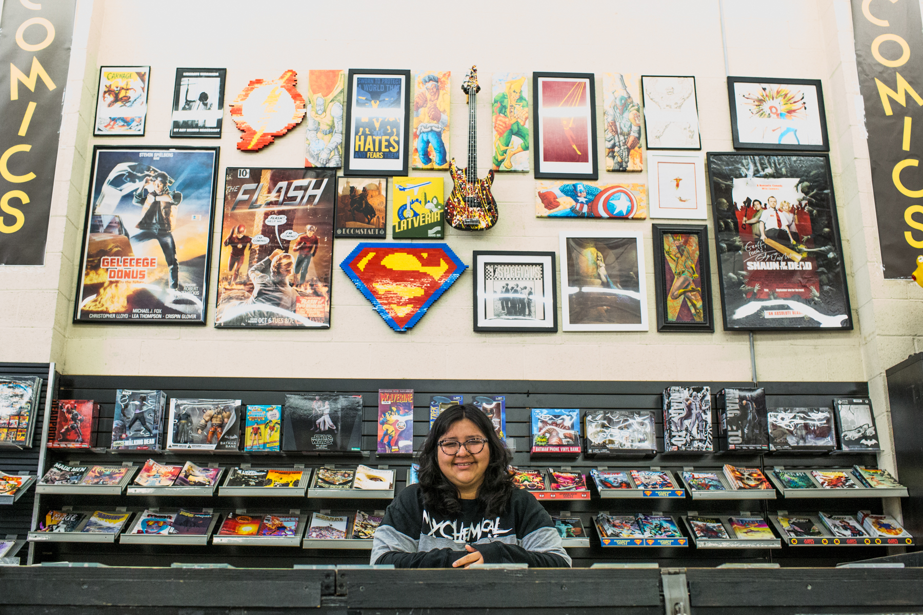  Jennifer Lopez, an employee of Southern California's oldest running comic book store 'HI DE HO COMICS', poses in front of their merchandise at their Santa Monice store in Santa Monica, CA on Thursday March 1 2018. (Photo by Ruth Iorio) 