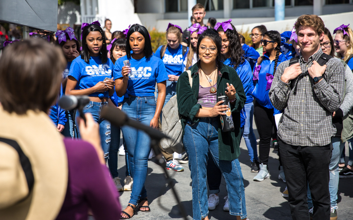  Attendees of the Santa Monica College (SMC) International Women’s Day listen to Director of Student Assistance, SMC Women’s Day organizer, and key speaker Ana Laura Paiva (cq) during Santa Monica College International Women’s Day event that took pla