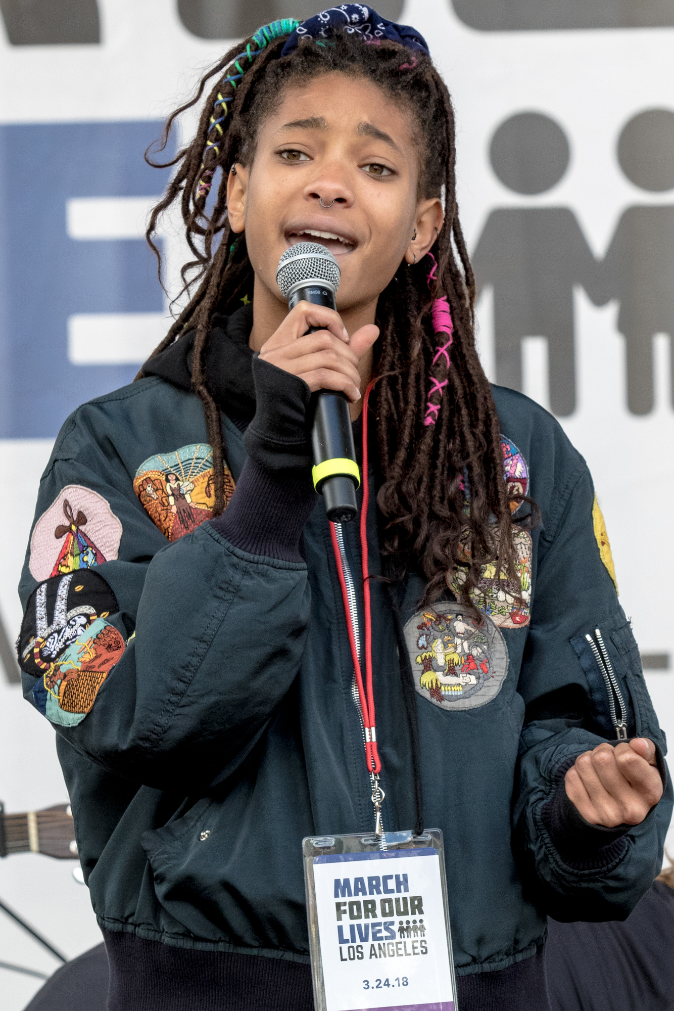  Willow Smith was one of the many celebrities who came to show support for striceter gun laws at the March For Our Lives protest on March 24, 2018 in Los Angeles, California. (Zane Meyer-Thornton/Corsair Photo) 