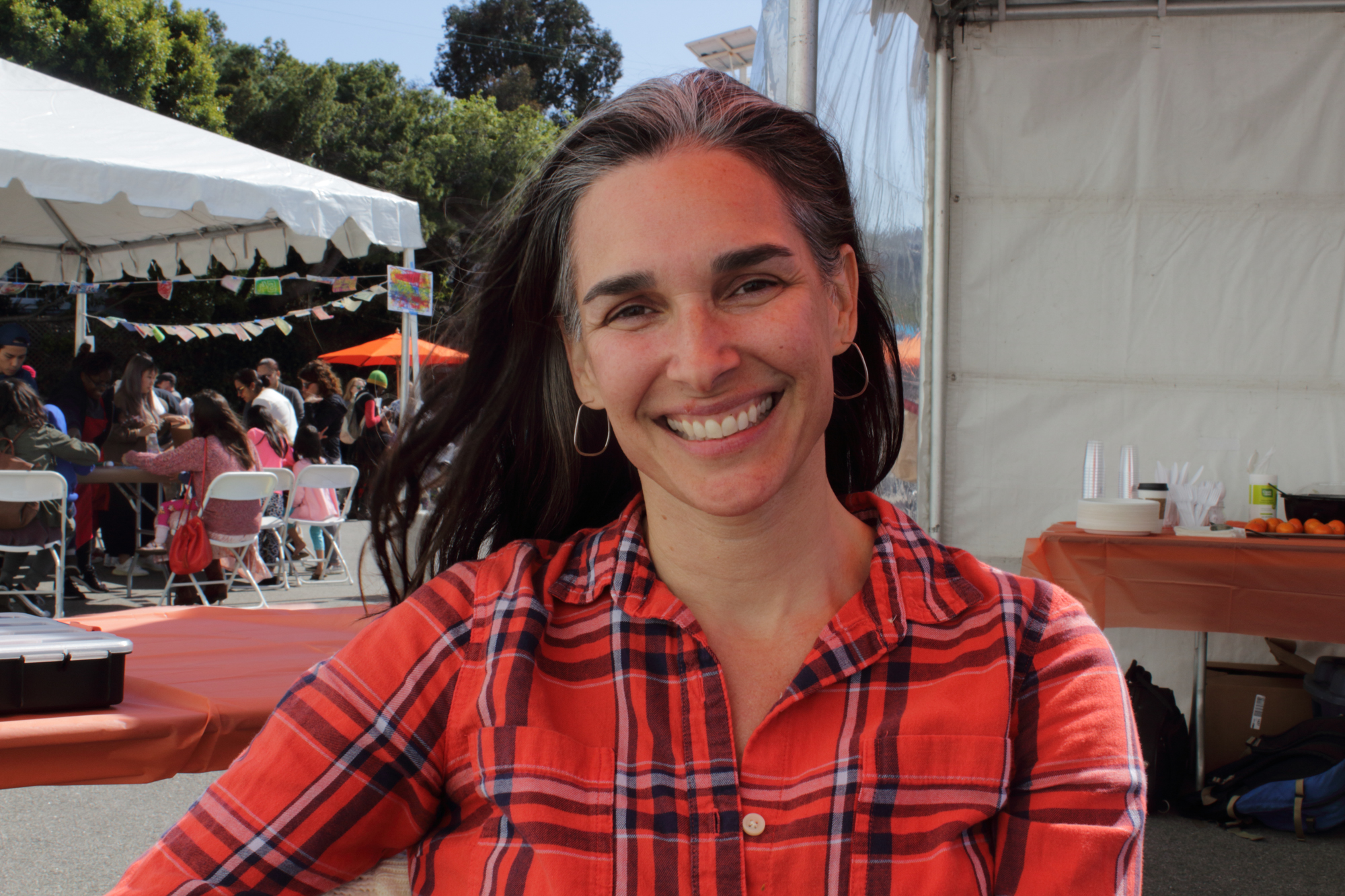  Allison Ostrovsky, City of Santa Monica Cultural Affairs Supervisor and event coordinator for the Santa Monica ArtWalk, near the information booth at the main entrance of the 12 Annual Santa Monica ArtWalk on March 24th, 2018 in Santa Monica, Califo