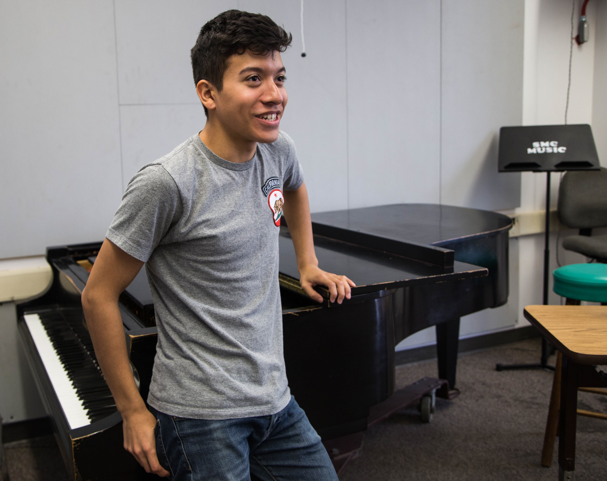 President of Santa Monica College's (SMC) Music Appreciation Club, Leonardo Rodriguez (20), Thursday, March 22, 2018, at SMC's Performance Arts Center in Santa Monica, California. (Zeynep Abes/ Corsair Photo)
