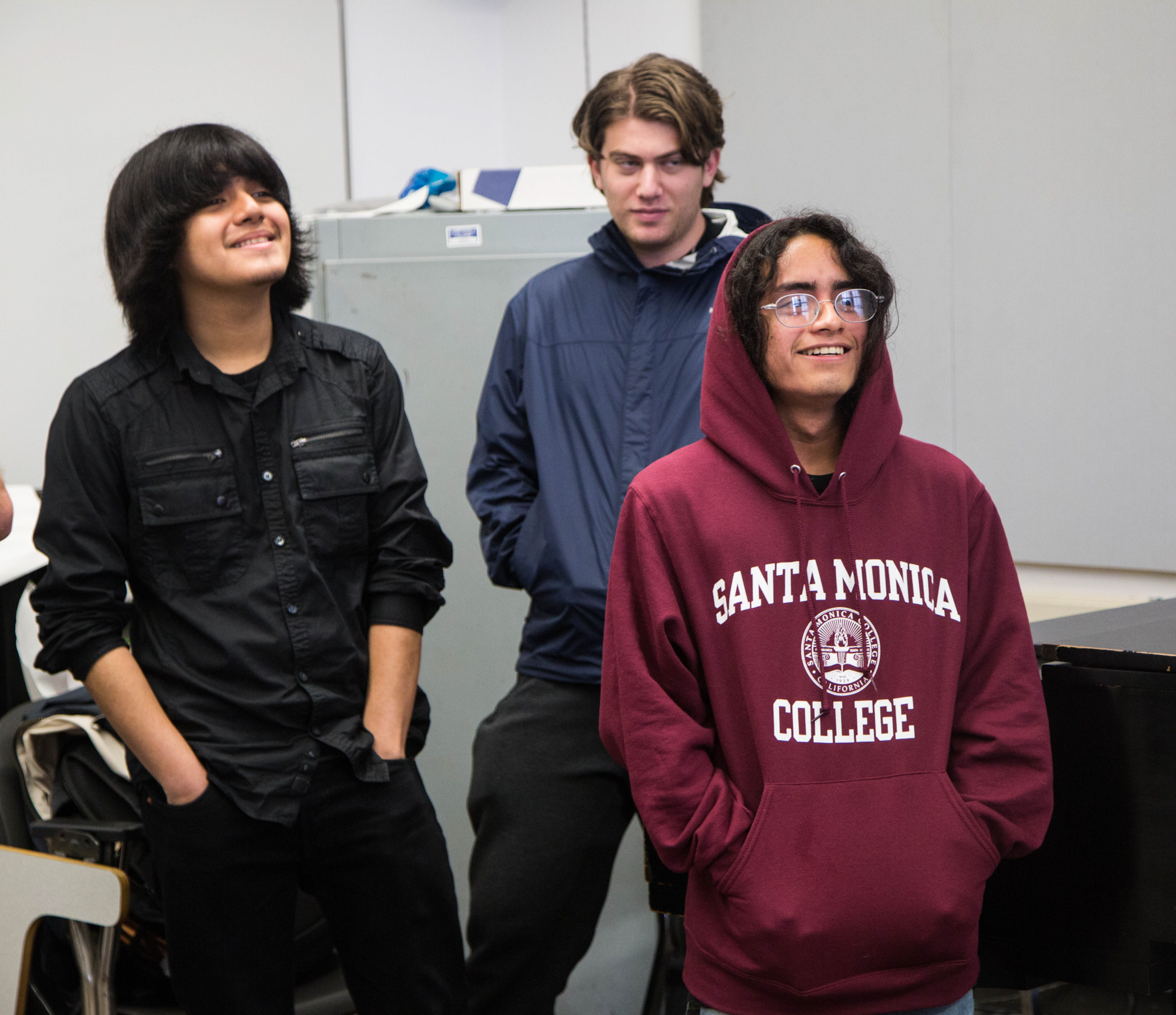  Club members (left to right) Carlos Edenilson Mira, Ethan Tadmor and Angel Remegio-Romero in Music Appreceation Club meeting , Thursday, March 22, 2018, at Santa Monica College's Performance Arts Center in Santa Monica, California (Zeynep Abes/ Cors