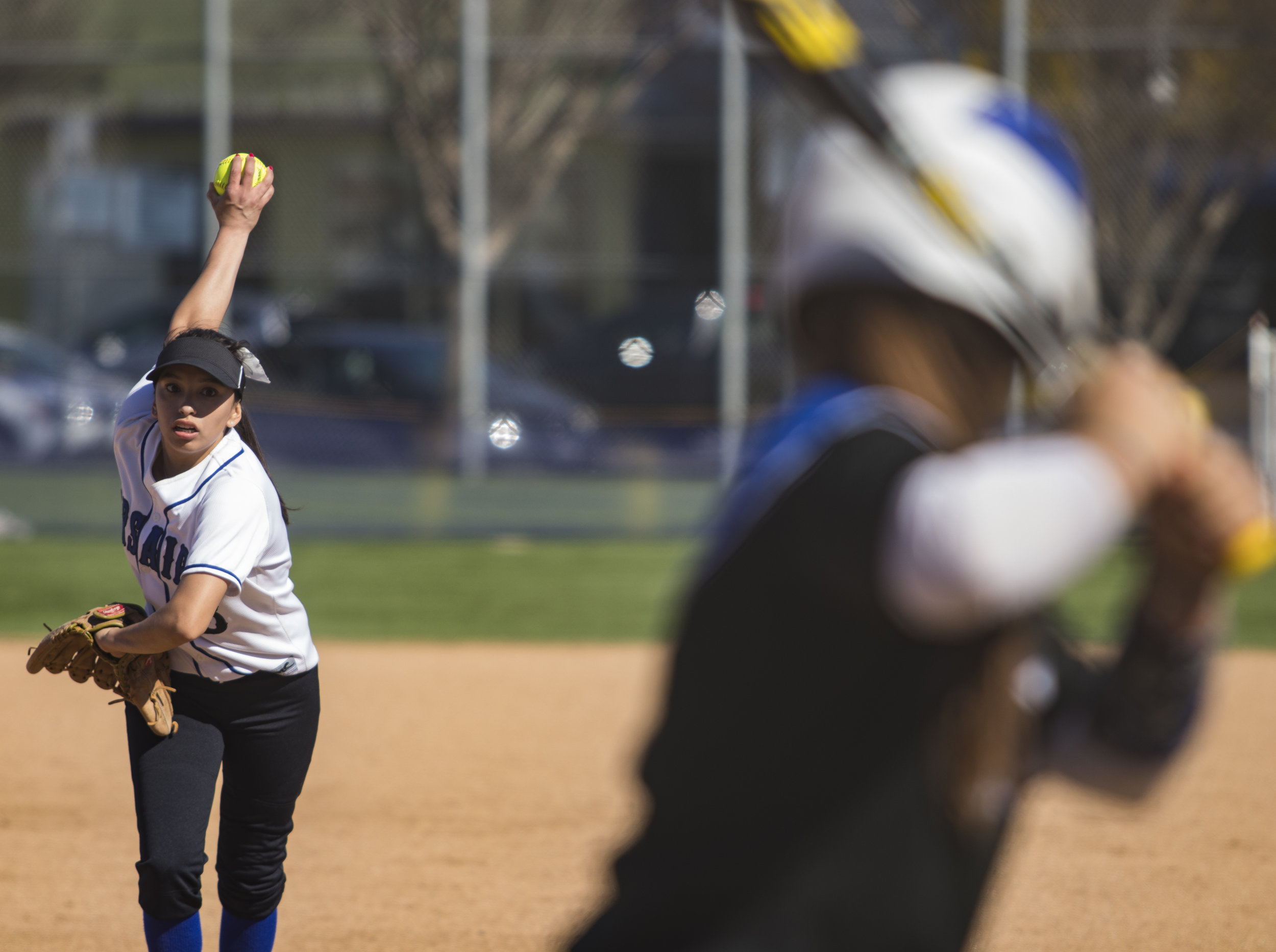  Ashley Nava pitching for The Santa Monca Corsair during Tuesday, March 27, 2018, game against the Allan Hancock Bulldogs at John Adams Middle School in Santa Monica, California. The Corsair fell 8-1 to the Bulldogs and are now 1-4 in their conferenc