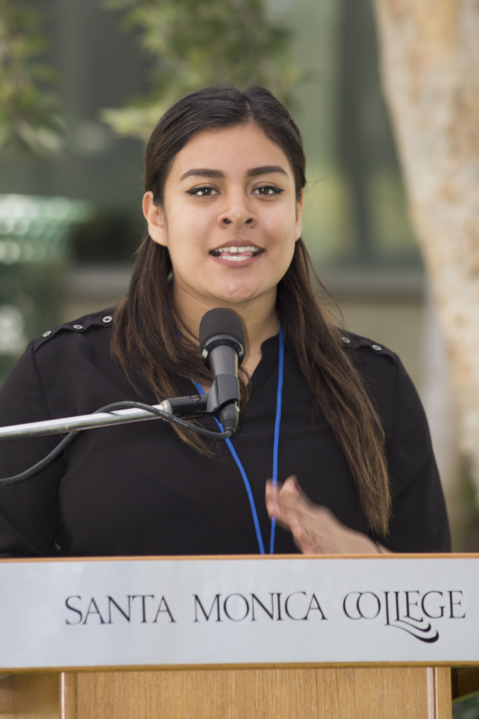 Gema Ceron running for Secretary. Slate: Step Forward. Promise If Elected: "Instead of making A.S. food vouchers $15, we want to make it $20 per semester so students can have two meals a week."SMC main campus in Santa Monica California, on Tuesday, April 3 2018. (Fernanda Rivera/Corsair Photo)