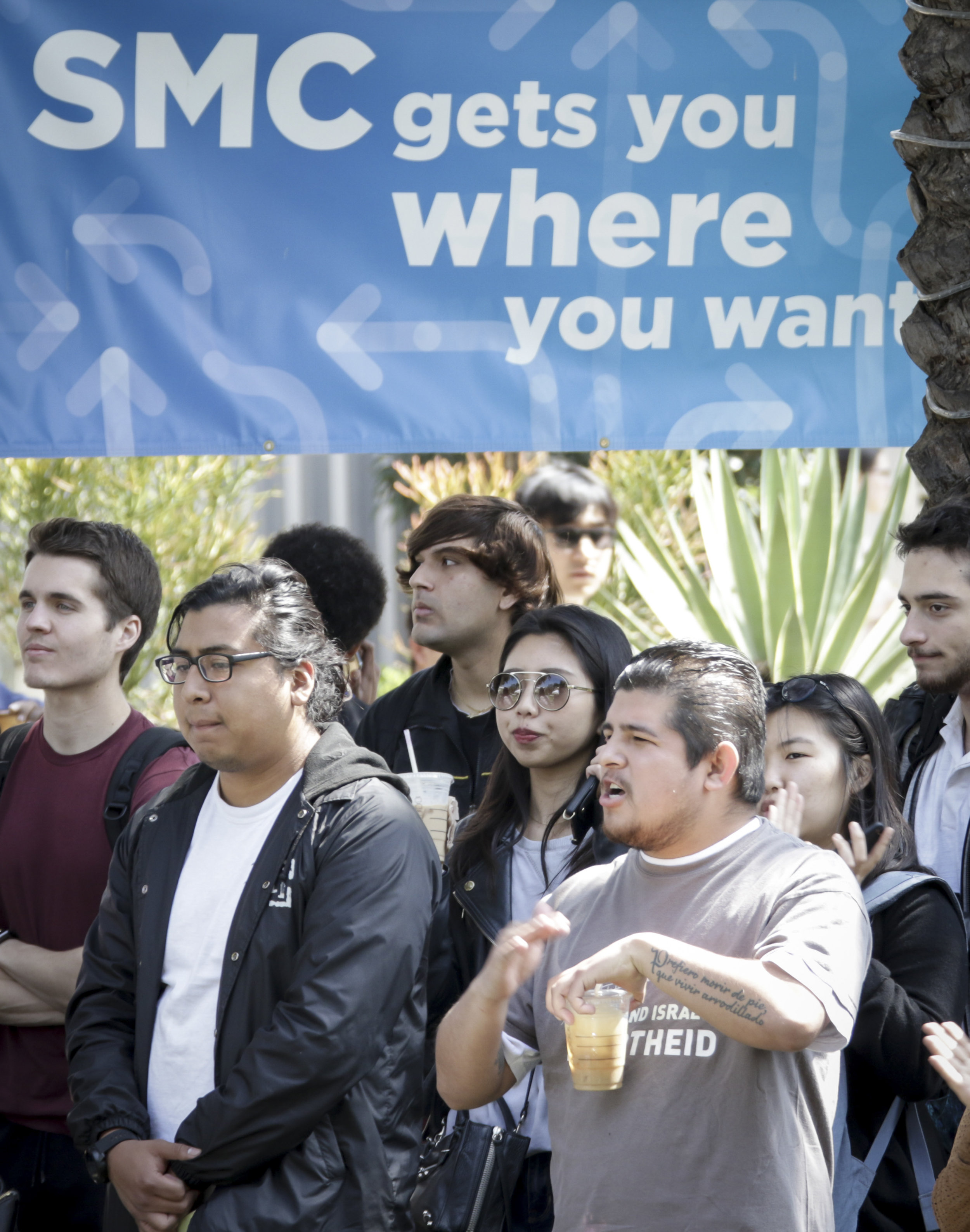 Santa Monica College students attend the Associated Students elections debate held at the quad of the main campus on Tuesday, April 3, 2018. In Santa Monica, California. (Ashutosh Bikram Singh/Corsair Photo)