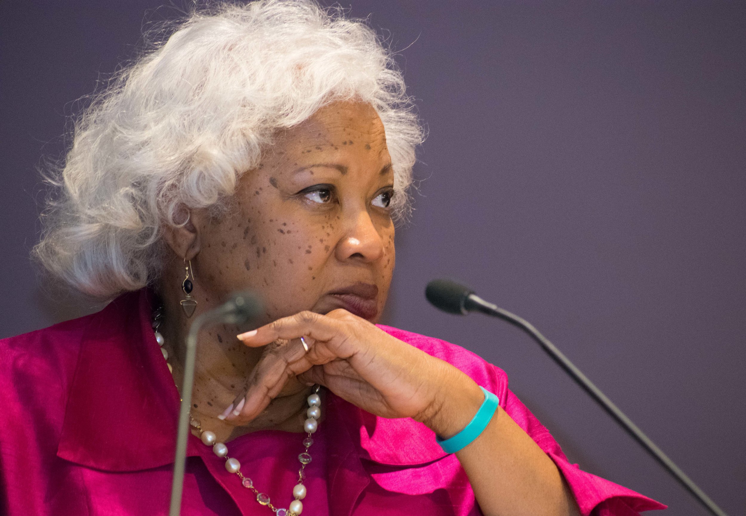 Superintendent/President Dr. Kathryn E. Jeffery sits alongside the Santa Monica College board of trustees (not pictured) on Tuesday, April 3 during the monthly meetings at Santa Monica, California. (Ethan Lauren/Corsair Photo)