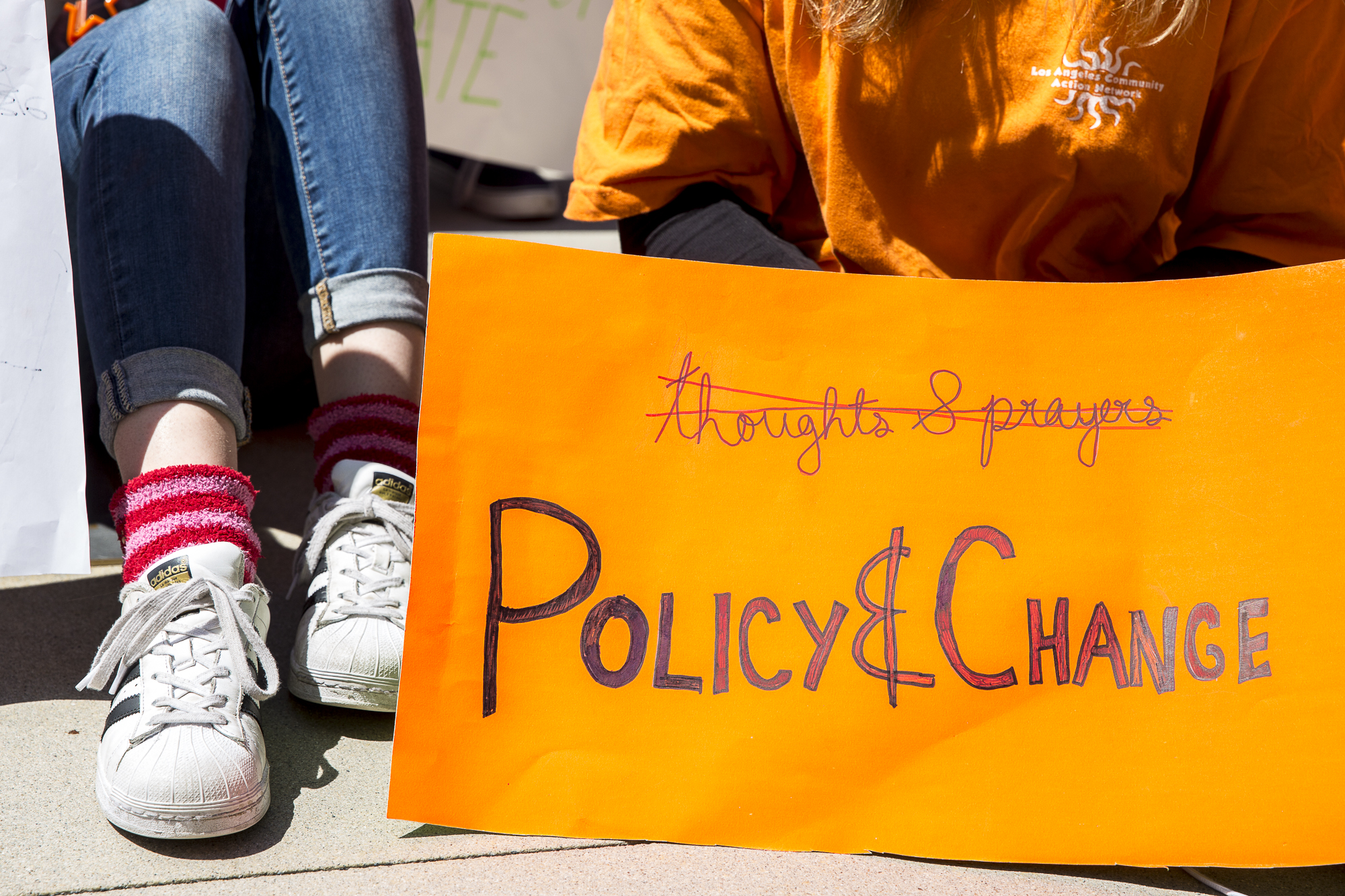 Several hundred students from area high schools and middle schools converged on Santa Monica City Hall in protest against all forms of gun violence, also marking the 19th anniversary of the Columbine High School massacre in Santa Monica, California on Friday, April 20 2018. (Matthew Martin/Corsair Photo)