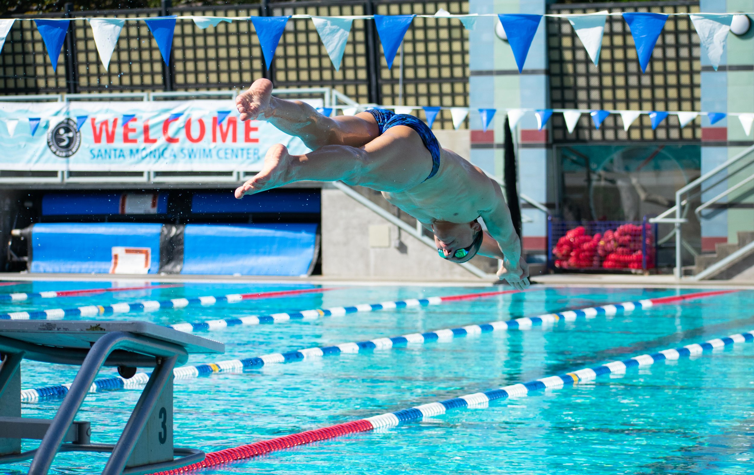  Martin Berggren, a sophomore for the Santa Monica College’s swim team, practices on Wednesday, April 11 during their daily trainings at the Santa Monica Swim Center in Santa Monica, California. The team is preparing for championships which will fini