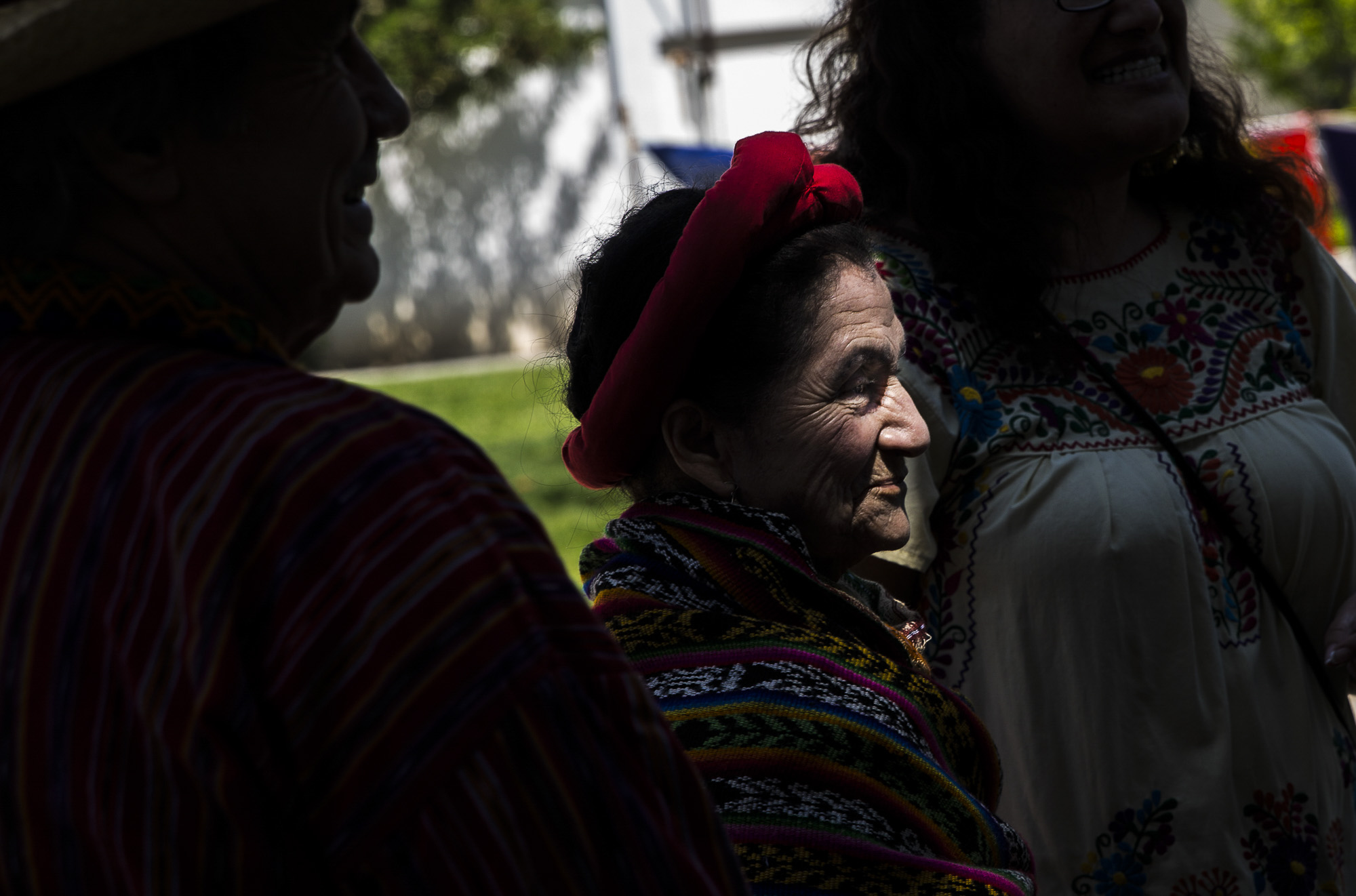  Evita Dubón (center) who is apart of the group “Folklore: Mi Bella Guatemala” arrives at the Santa Monica College Cinco De Mayo celebration event and is introduced to key speakers and is directed on when she will be performing her traditional Guatem