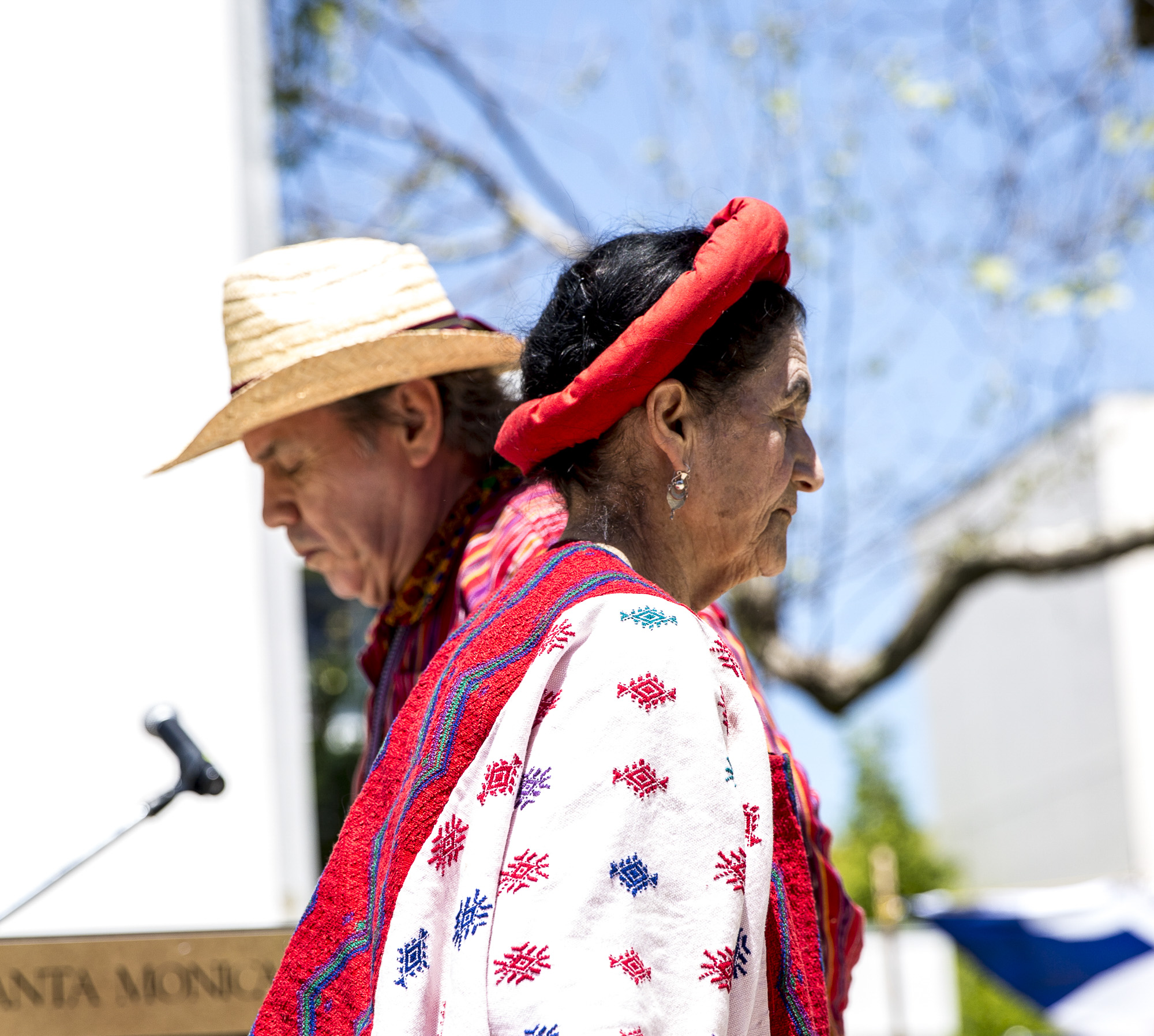  Jorge Granja (behind facing left) and Evita Dubón (infront facing right), members of the group “Folklore: Mi Bella Guatemala”, perform a very slow dance that is native to the country of Guatemala during the Santa Monica College Cinco De Mayo celebra
