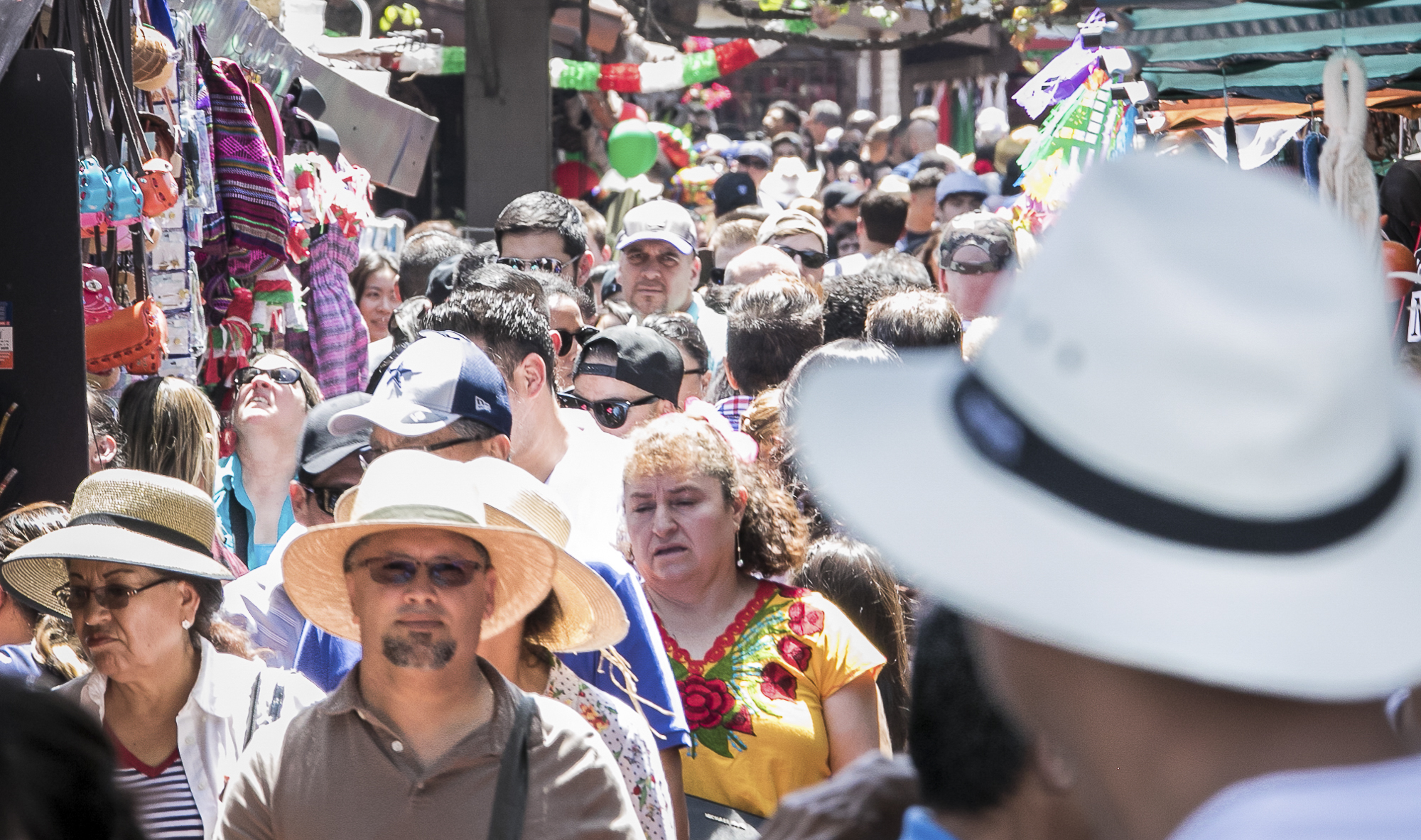  There were multiple shops set up filled with tradiotional mexican prodcuts on sale for the people celebrating  Cinco De Mayo which was held at El Pueblo de Los Angeles Historic Monument on  Olvera Street on May 5th, 2018.(Downtown, Los Angeles, Cali