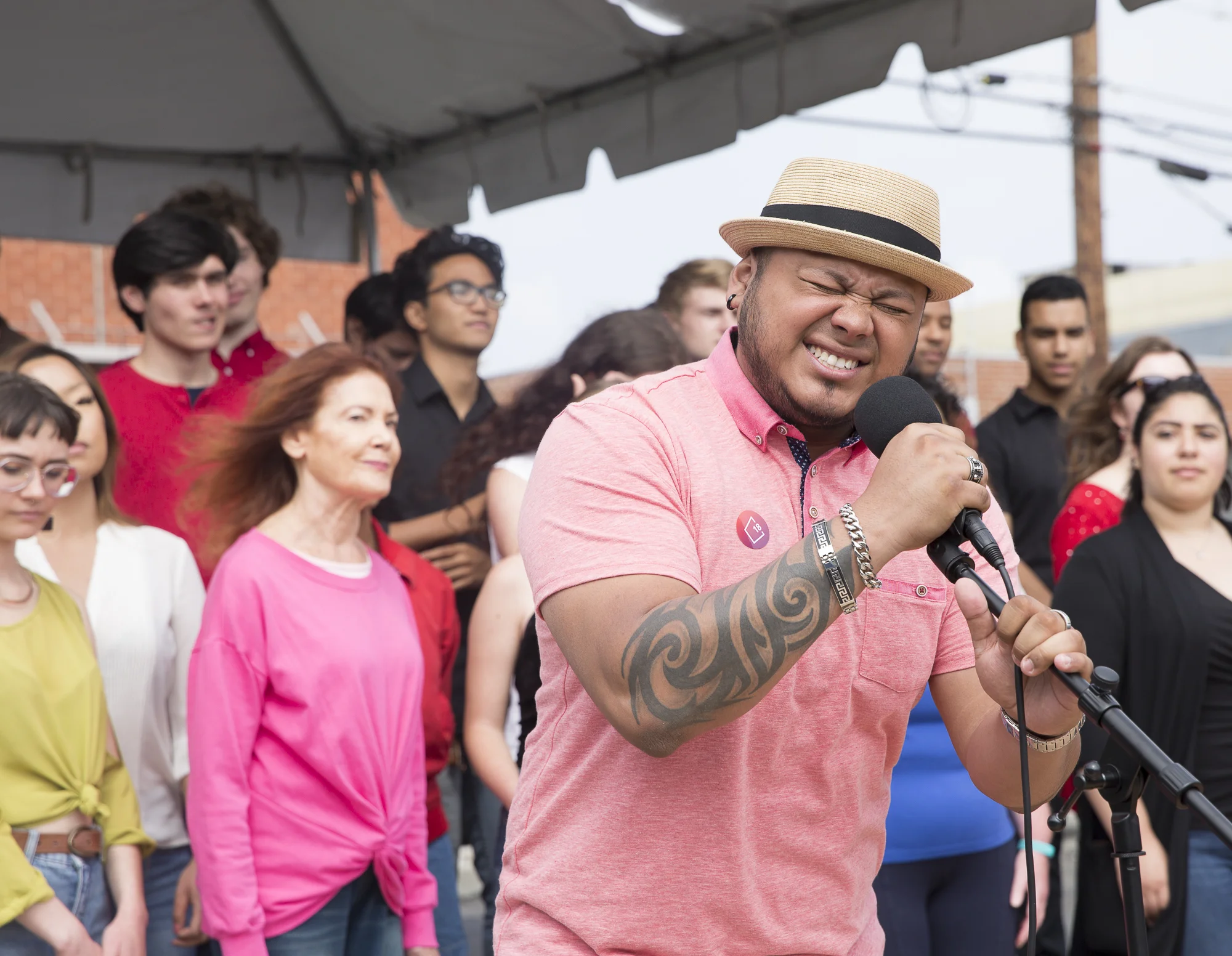 Santa Monica College (SMC) sophomore and member of the SMC Jazz Vocal Ensemble Andy Hernandez performs a classic song by Harry Connick Jr. track during the Pico Block Party festivities that took place at the 18th street Arts Center in Santa Monica, California on Saturday May 19, 2018. The Pico Block Party is a celebration of artists and cultures of the Pico neighborhood in Santa Monica with the festivities primarily focusing on youth artists and empowering youth voices. (Matthew Martin/Corsair Photo)