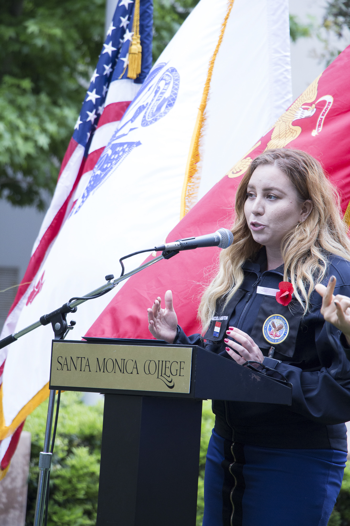  Mickiela Montoya, a veteran spoke about her time in the National Guard in Iraq during the Memorial Day Commemoration in Santa Monica College on Thursday May 24, 2018 in Santa Monica, California. (Wilson Gomez/Corsair Photo) 