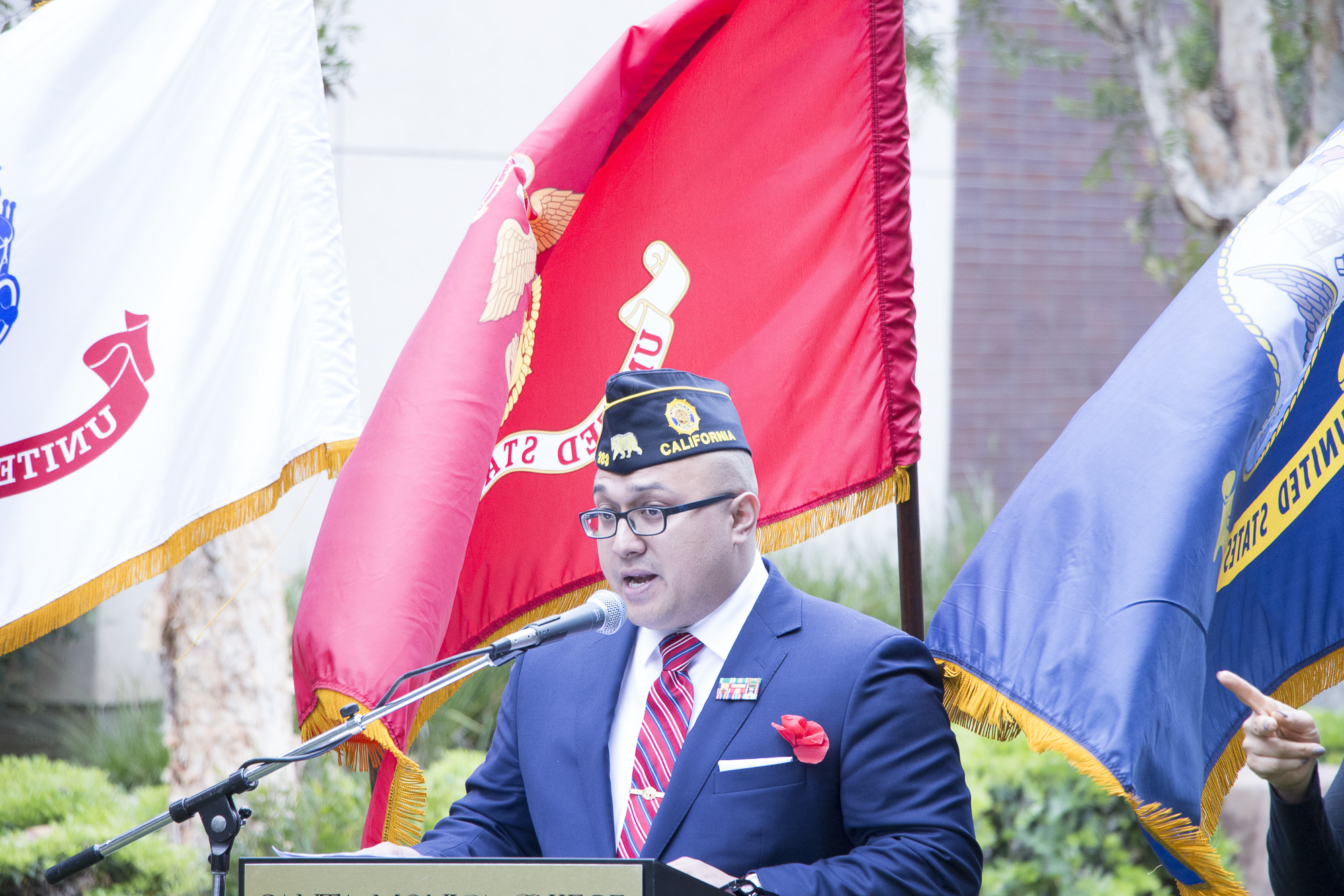  Glen Pena,, a Marine veteran speaks about those who have lost thier lives in the line of duty at Santa Monica College's Memorial Day Commemoration on Thursday, May 24, 2018 in Santa Monica, California. (Wilson Gomez/Corsair Photo) 