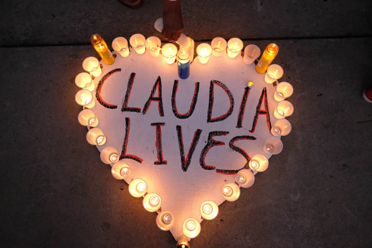  The altar that was made for Claudia Gomez at the Justice for Claudia Vigil in Los Angeles, California on June 1, 2018.(Jayrol San Jose/Corsair Contributor) 