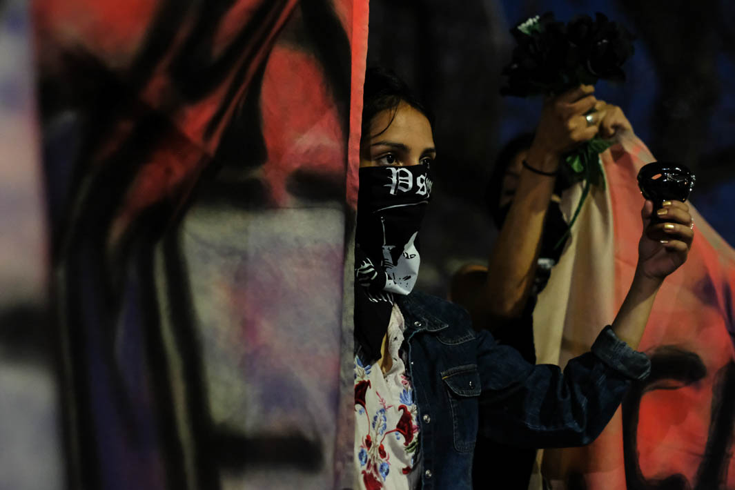  Members of American Indian Movement join the vigil for Claudia Gomez in Los Angeles, California on Friday June 1, 2018. (Jayrol San Jose/Corsair Photo) 