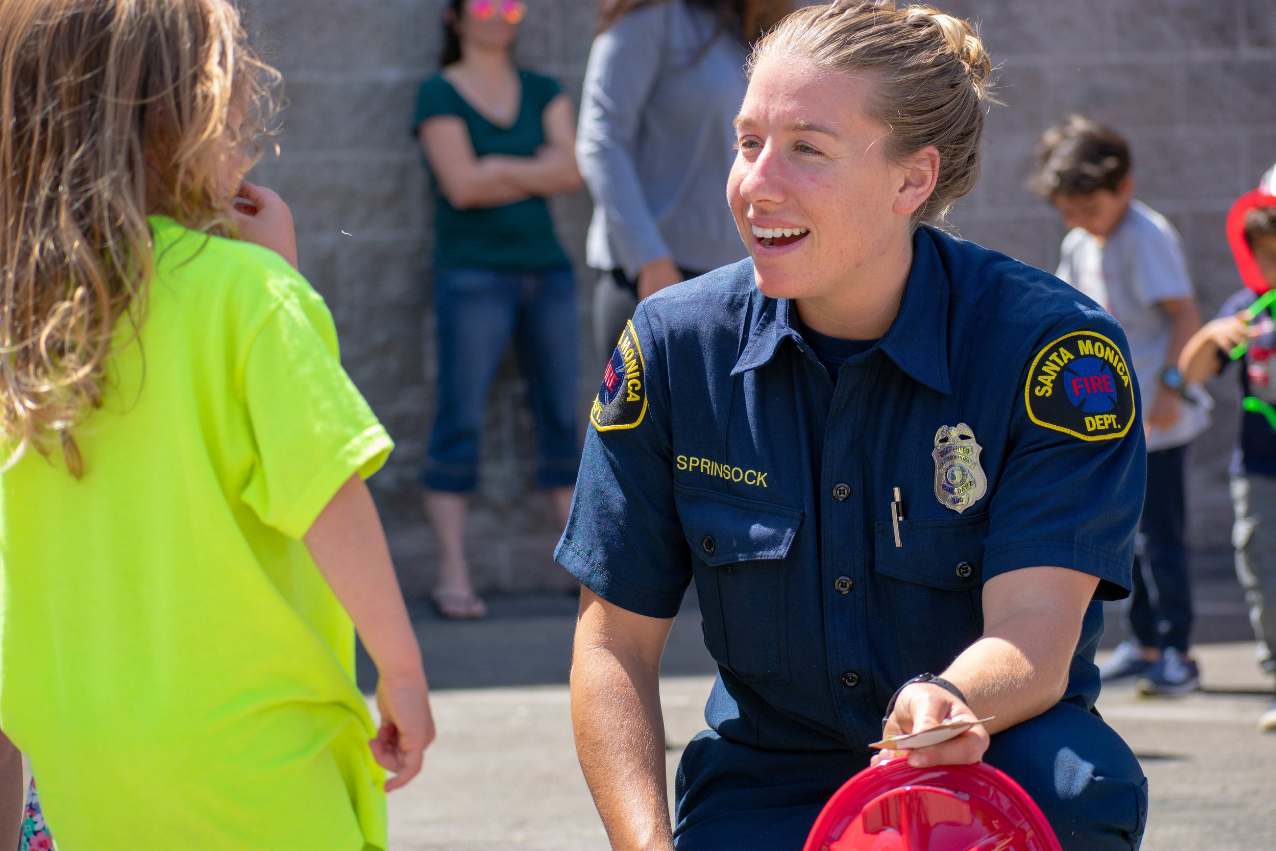  Maya Sprinsock helps kids into a fire engine during a groundbreaking event in downtown Santa Monica on Saturday, June 2 at the location for the newest station. Located on 1444 7th St, the station will be replacing Fire Station No. 1, which is curren