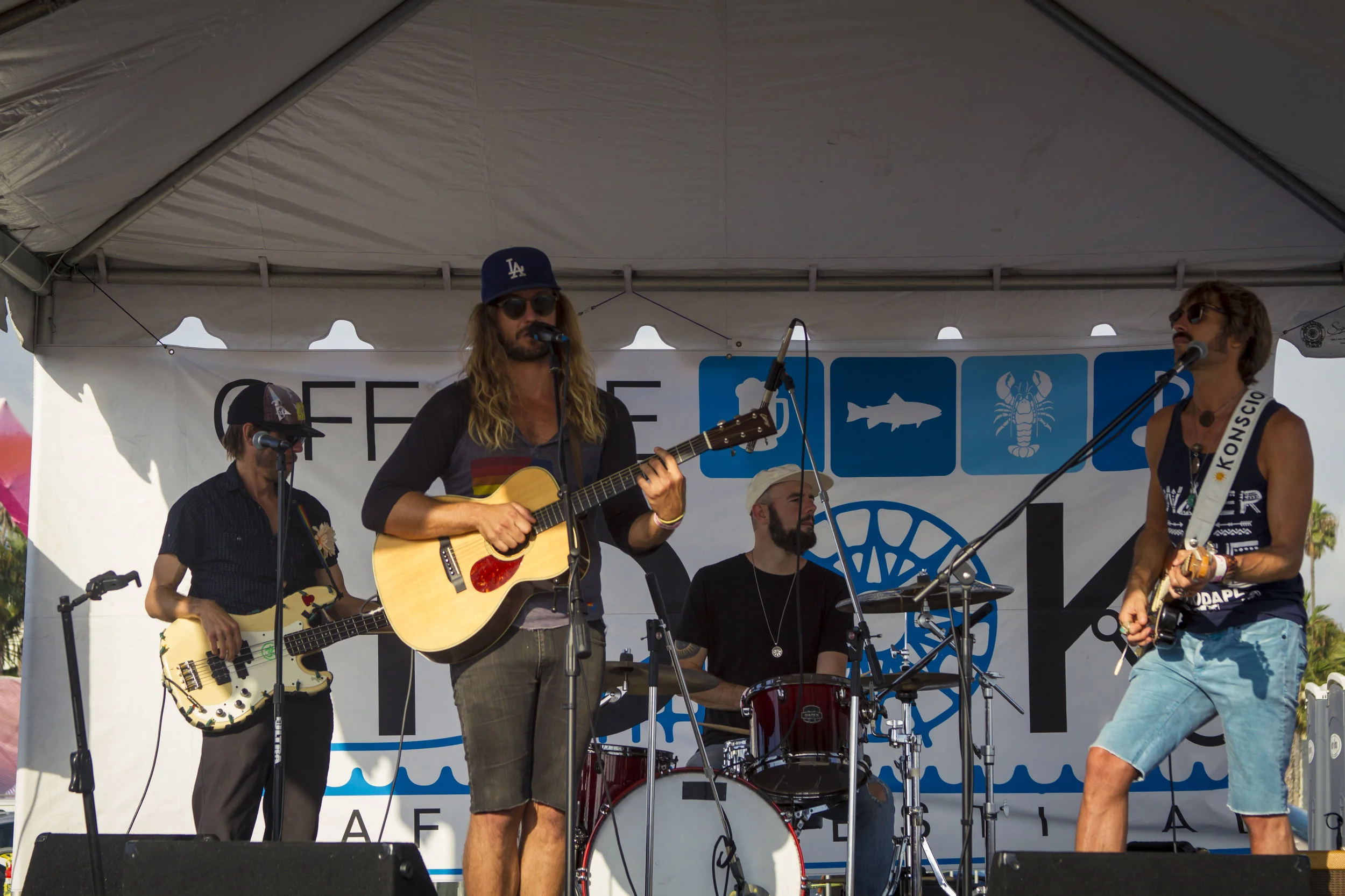 Local Venice band, Brightside, perform on stage. At Off the Hook Seafood Festival. Oct. 6, 2018. By Yasser Marte.