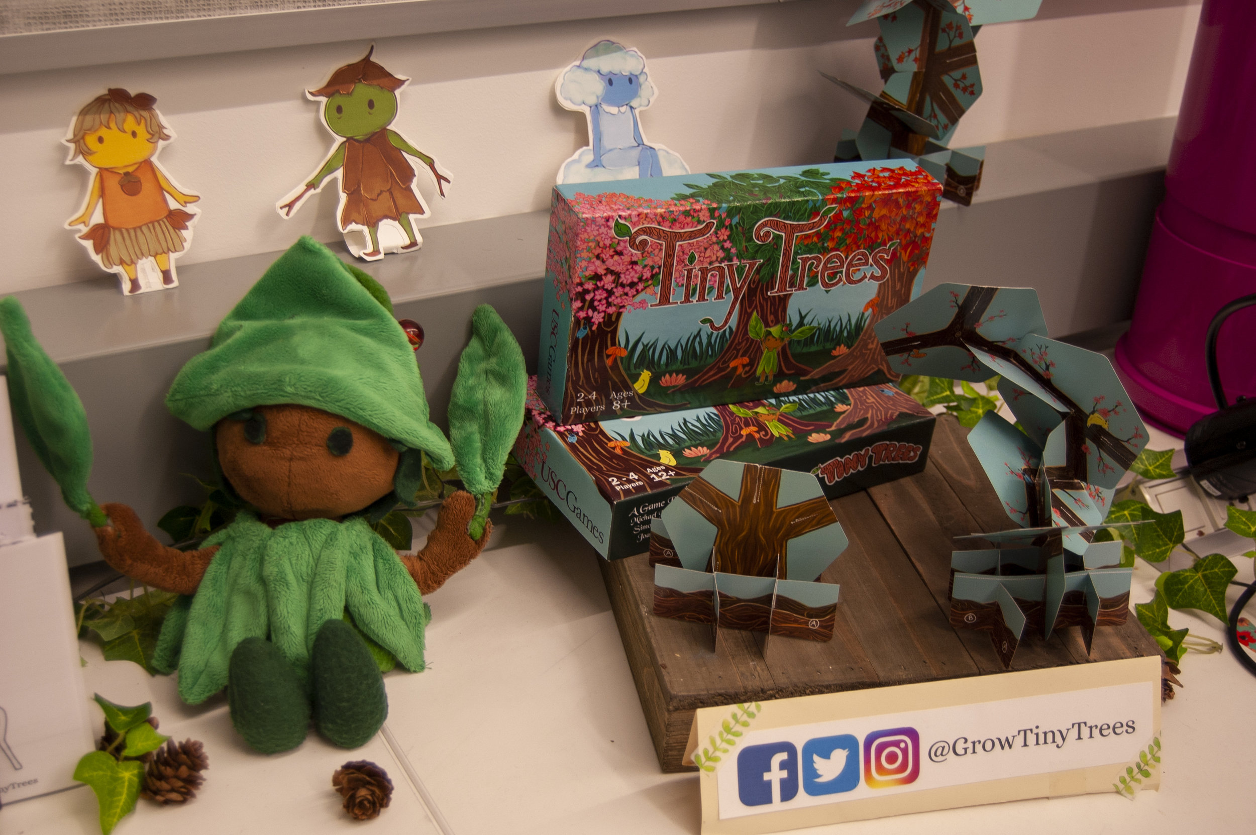 Game pieces for the board game Tiny Trees, IndieCade, 2018