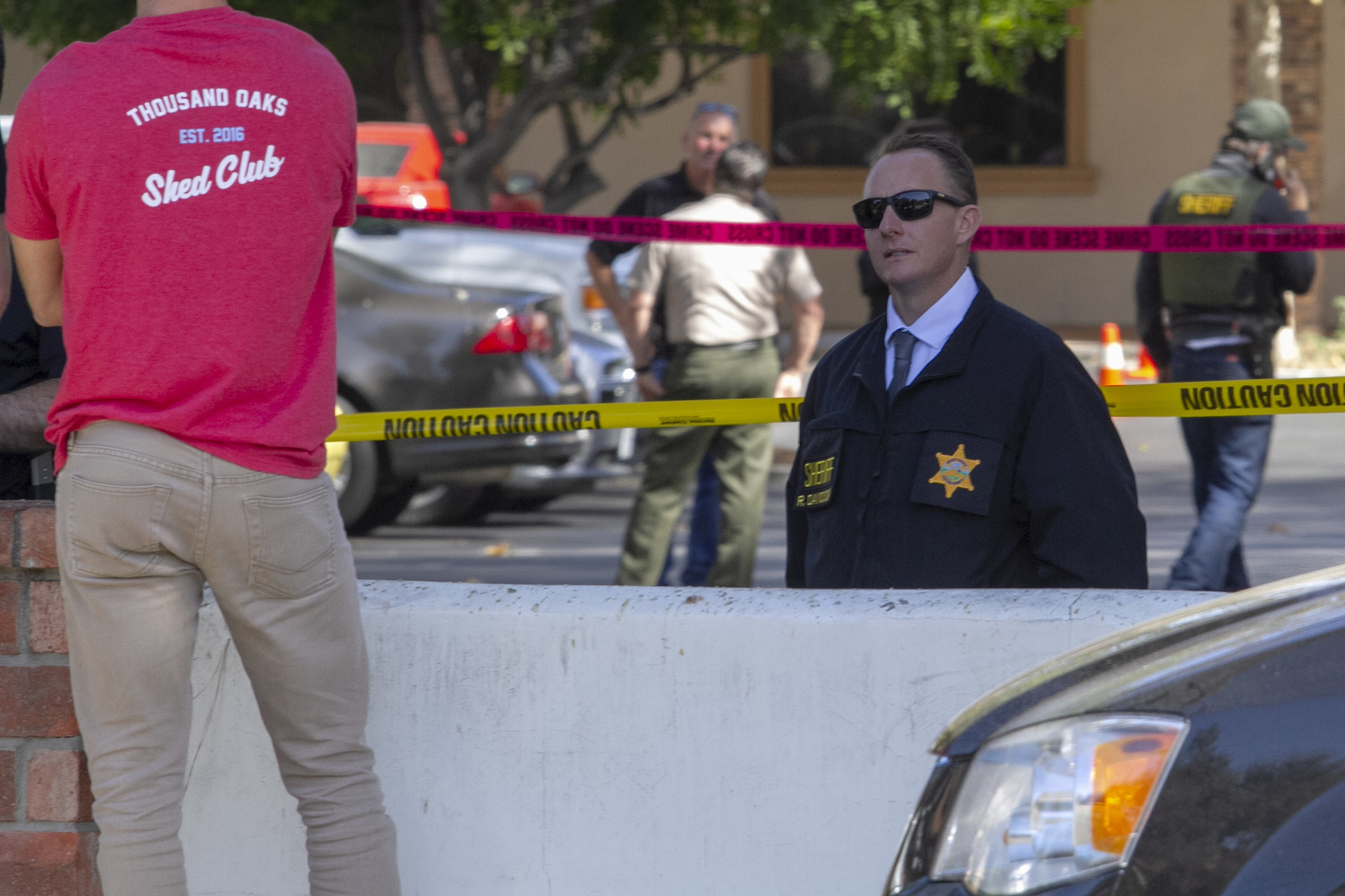  Ventura County Sheriffs maintain the crime scene after a mass shooting spree took place on Wednesday, Nov. 7, 2018 in Thousand Oaks, CA at the Borderline Bar &amp; Grill. (Andrew Navarro/ Corsair Staff) 