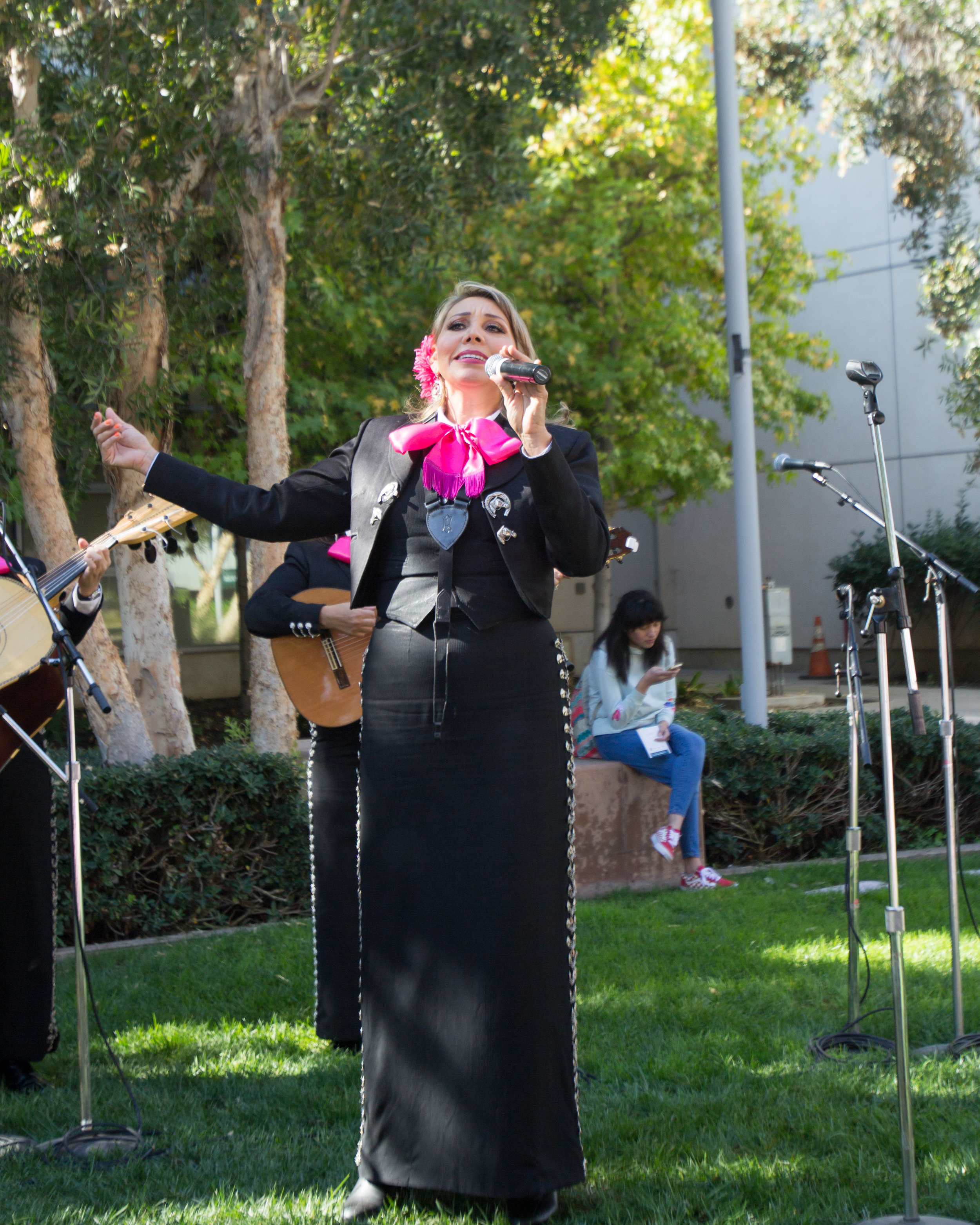  Band member of mariachi band "Corazon De Mexico" performing cover of the song "El Rey" by Vicente Fernandez outside the quad area located at  Santa Monica College in Santa Monica California on Tuesday November 13th, 2018. (Jacob Victorica/ Corsair P