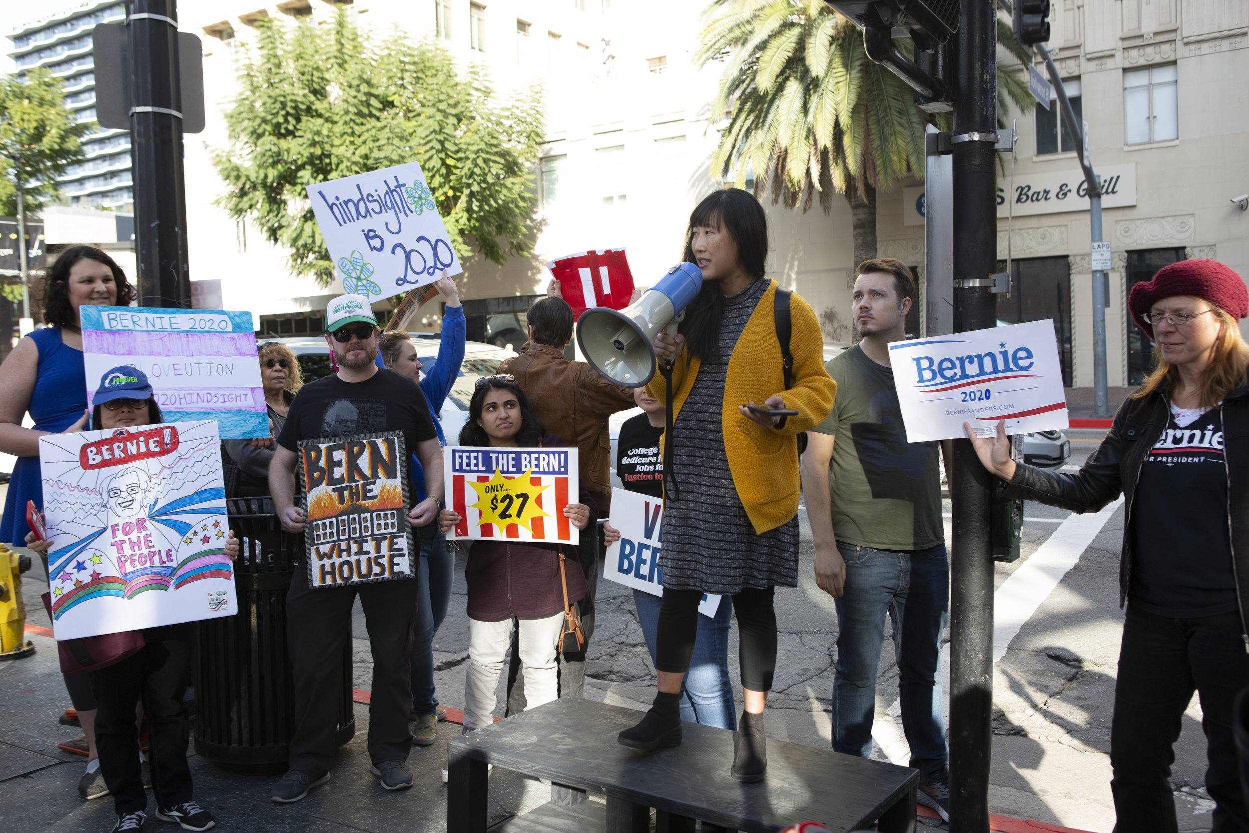  Bernie Sanders supporters gathered for the march and rally, Saturday, February 23, 2019 in Hollywood, Calif. Senator Bernie Sanders announced this past Tuesday that he will again seek the presidency and his supporters get together to support him wit