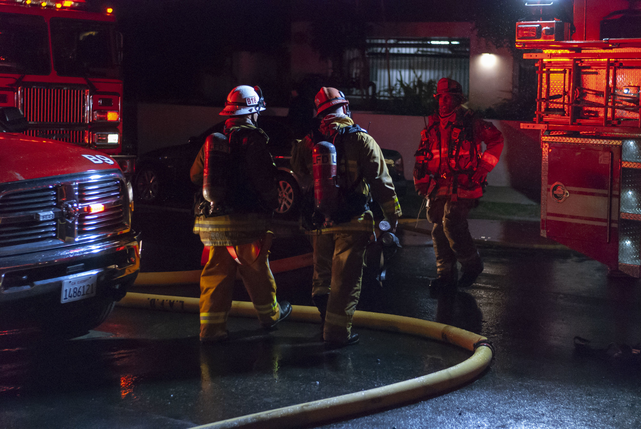  83 Los Angeles Fire Department firefighters combat a two-story commercial building fire on Wednesday, Feb. 27, 2019, at the 1500 block of Westgate Ave.  in Los Angeles, California. Numerous fire companies spent two hours and twenty-four minutes to e