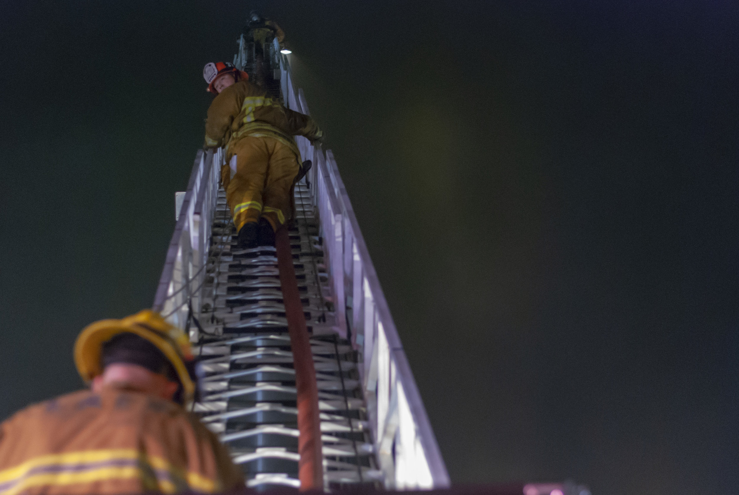  83 Los Angeles Fire Department firefighters combat a two-story commercial building fire on Wednesday, Feb. 27, 2019, at the 1500 block of Westgate Ave.  in Los Angeles, California. Numerous fire companies spent two hours and twenty-four minutes to e