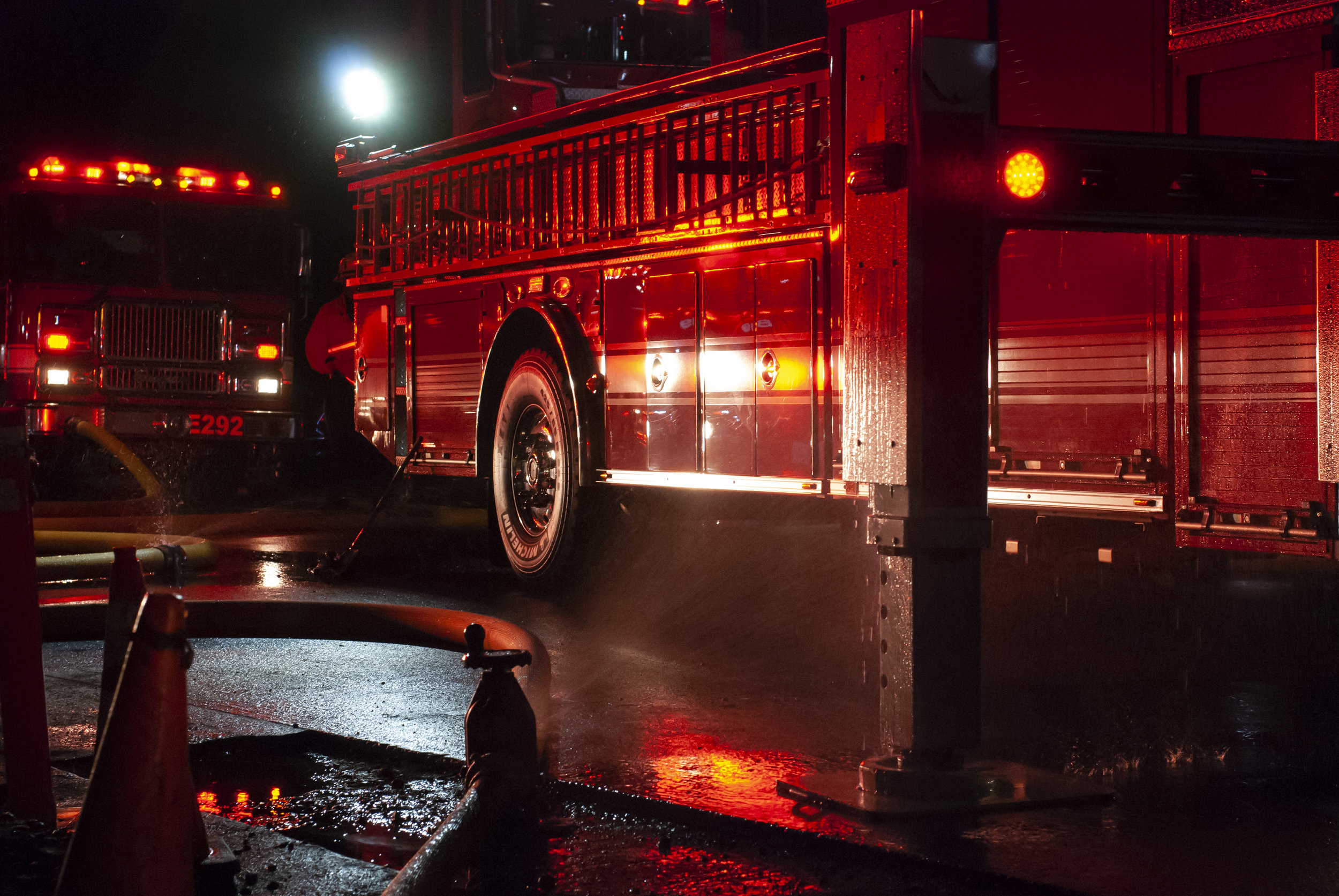  83 Los Angeles Fire Department firefighters combat a two-story commercial building fire on Wednesday, Feb. 27, 2019, at the 1500 block of Westgate Ave.  in Los Angeles, California. Numerous fire companies spent two hours and twenty-four minutes to e