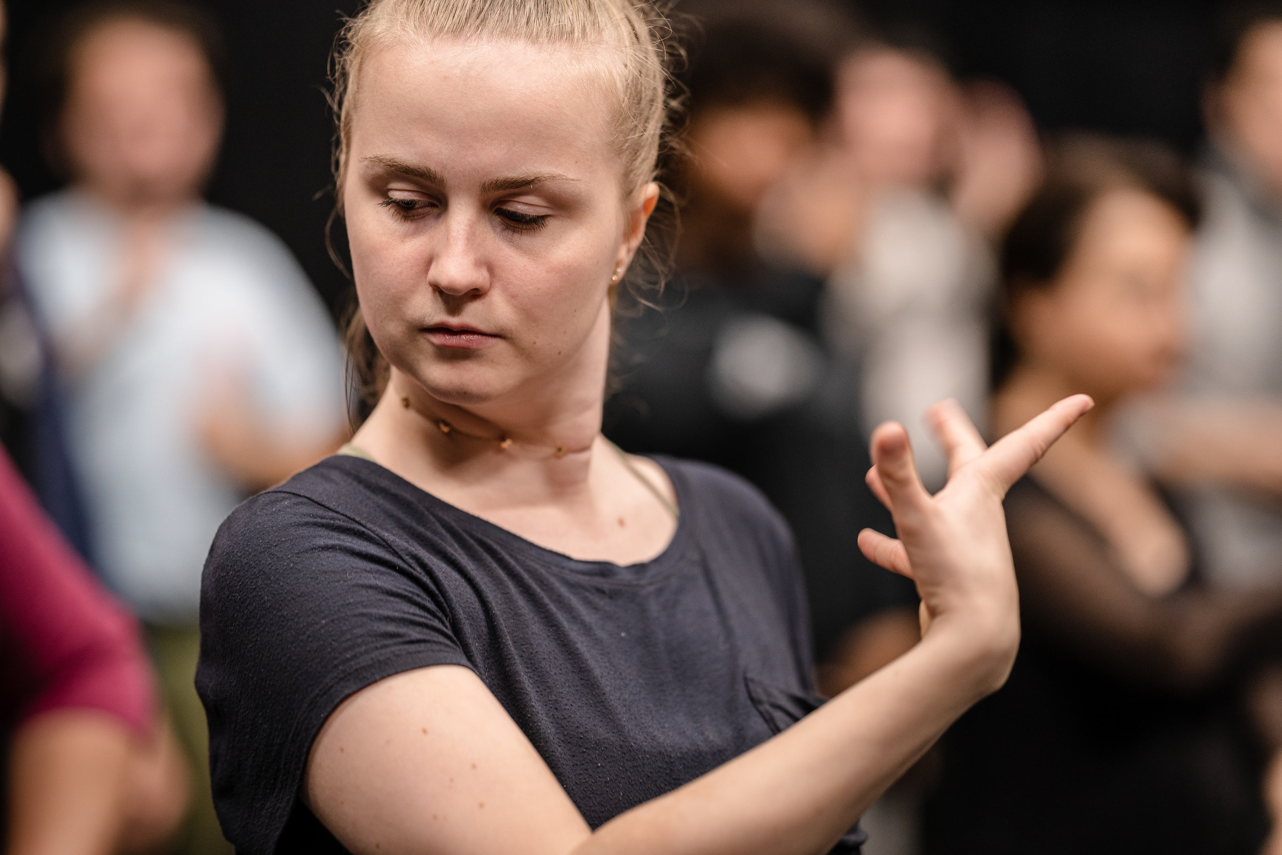 Josefin Östevik, 21, an SMC Musical Theatre major from Västeras, Sweden, rehearses dance choreography for the SMC production of Flamenco Macbeth at the SMC Studio Stage on Thursday, March 21, 2019. Flamenco Macbeth is an adaptation of Shakespeare’s 