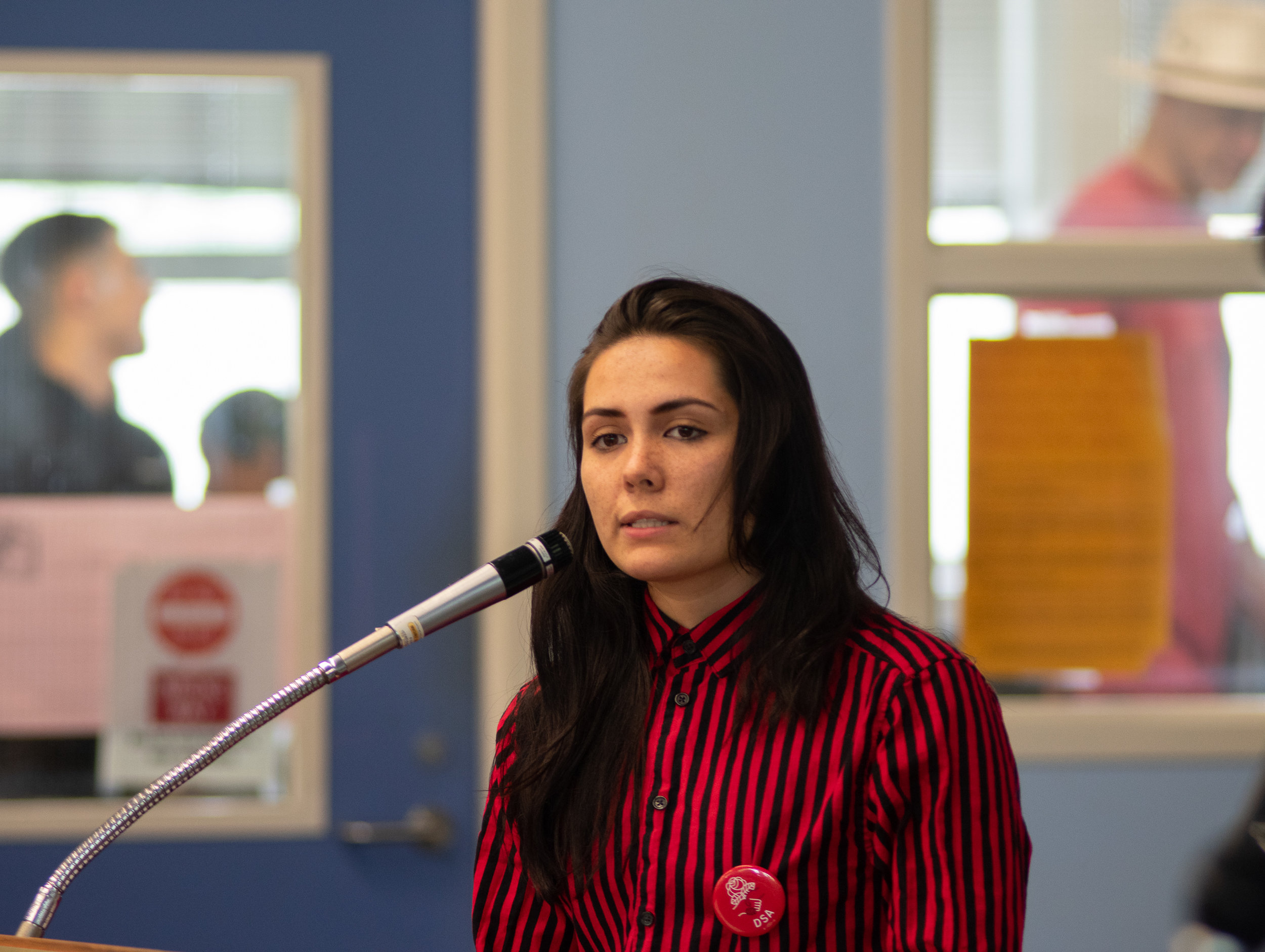  Lucia Aguilar Cole at a political debate hosted by the Inter Club Council at the Cayton Center at Santa Monica College’s main campus on Tuesday April 16 2019. (Conner Savage Corsair Staff) 