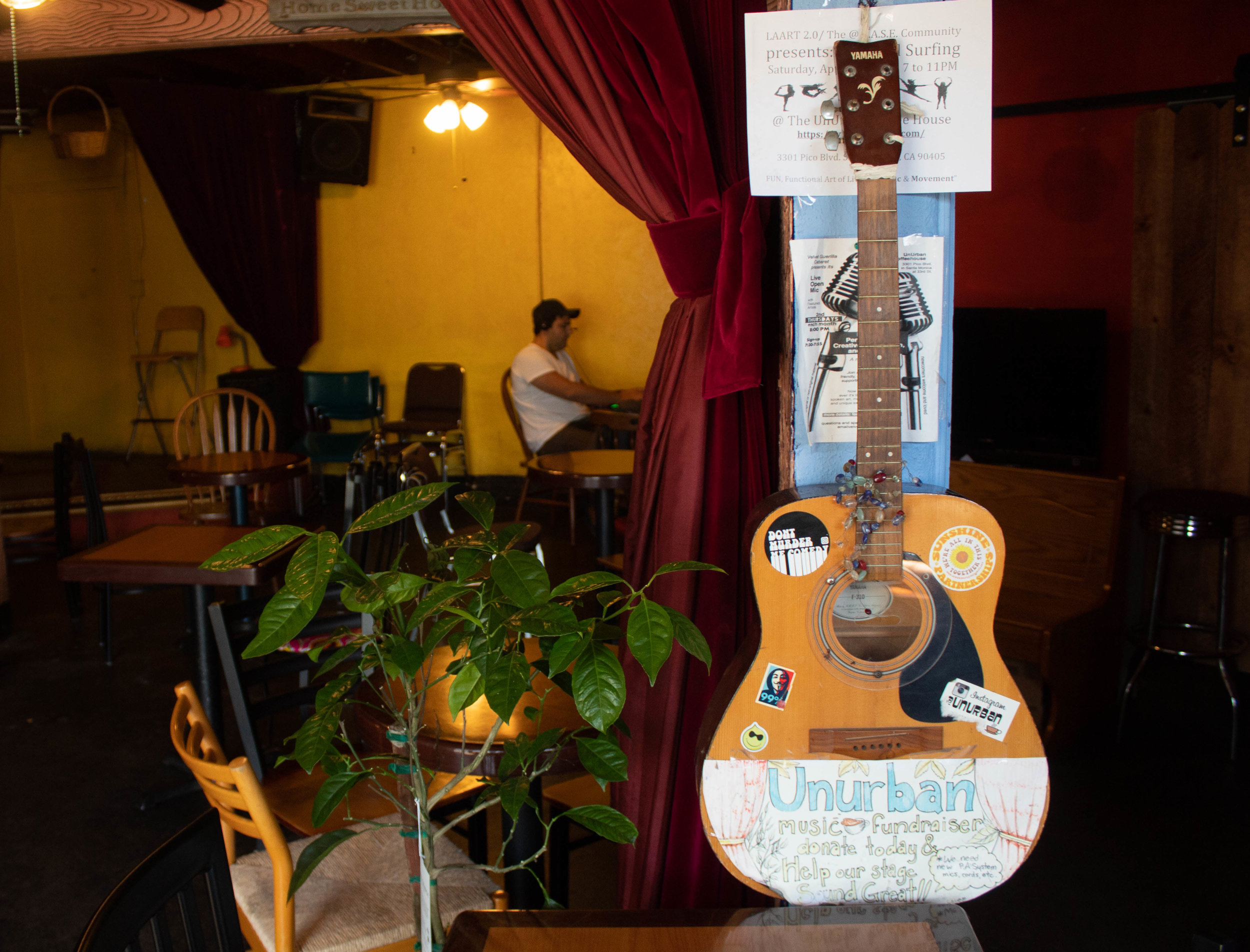  Posters adorn the walls of UnUrban Coffee House for a myriad of community events and causes, giving the vibe of a true community space. April 18, 2019 in Santa Monica, California. Danica Creahan / The Corsair 