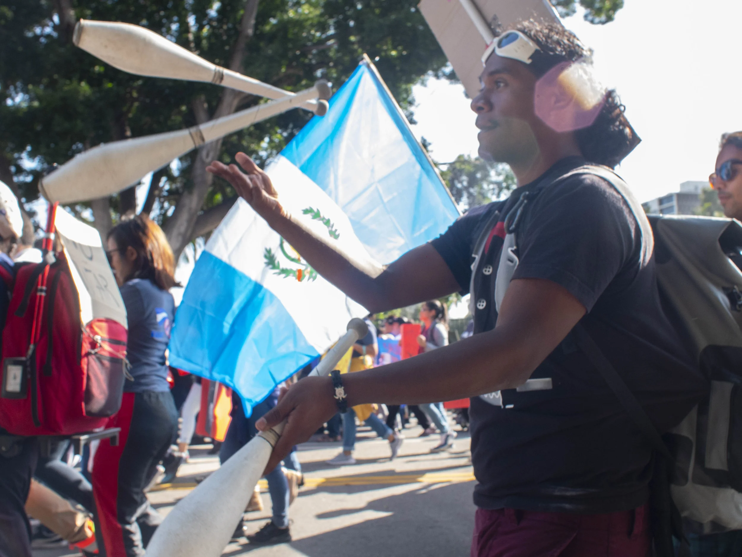 Marchers at the May Day March from MacArthur Park to City Hall on Wednesday, May 1, 2019, Los Angeles California. (Victor Noerdlinger/Corsair)