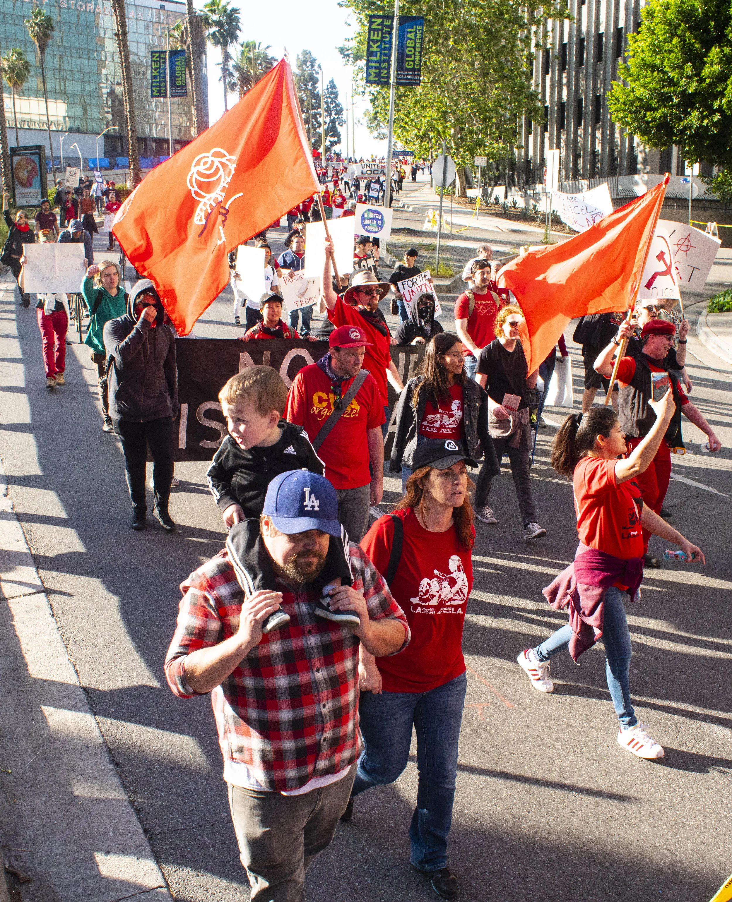 Marchers at the May Day March from MacArthur Park to City Hall on Wednesday, May 1, 2019, Los Angeles California. (Victor Noerdlinger/Corsair)