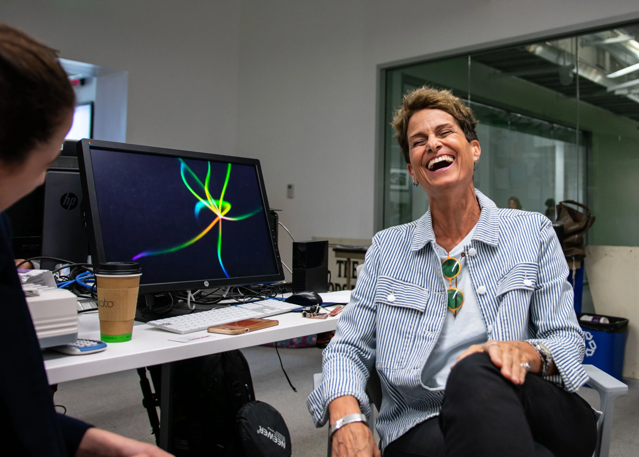 Director Liz Lachman laughs as she discusses her journey as a director and her new short film, Pin-Up . ( Conner Savage/The Corsair).