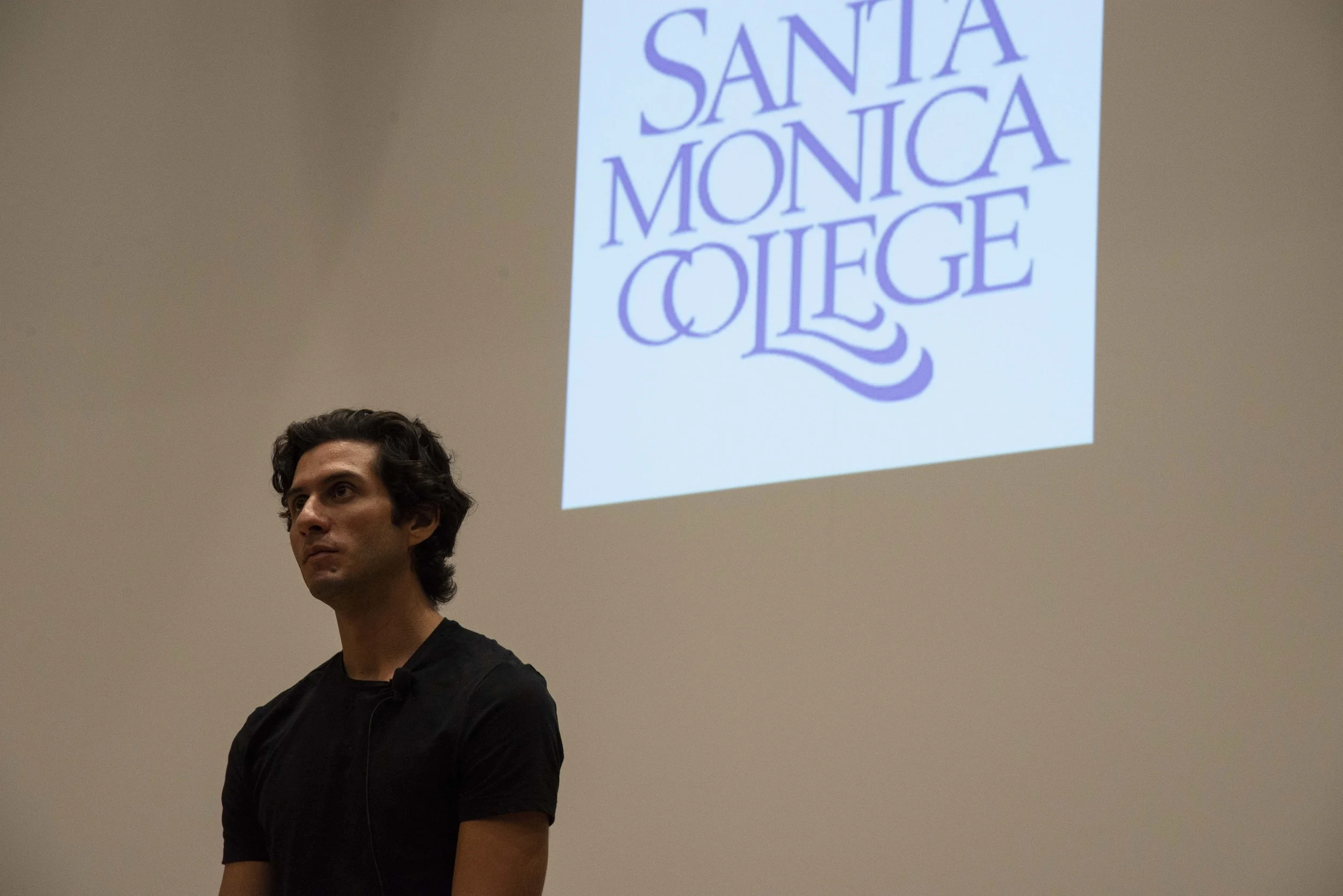 Documentary film director/actor/activist, Eduardo Chavez at a screening of "Hailing Cesar" on Thursday, September 26th, 2019, at SMC Student Services Center Orientation Hall. In the documentary, Eduardo, recounts growing up as the grandson of the legendary civil rights activist, Cesar Chavez. (Rachel O'Brien/The Corsair)