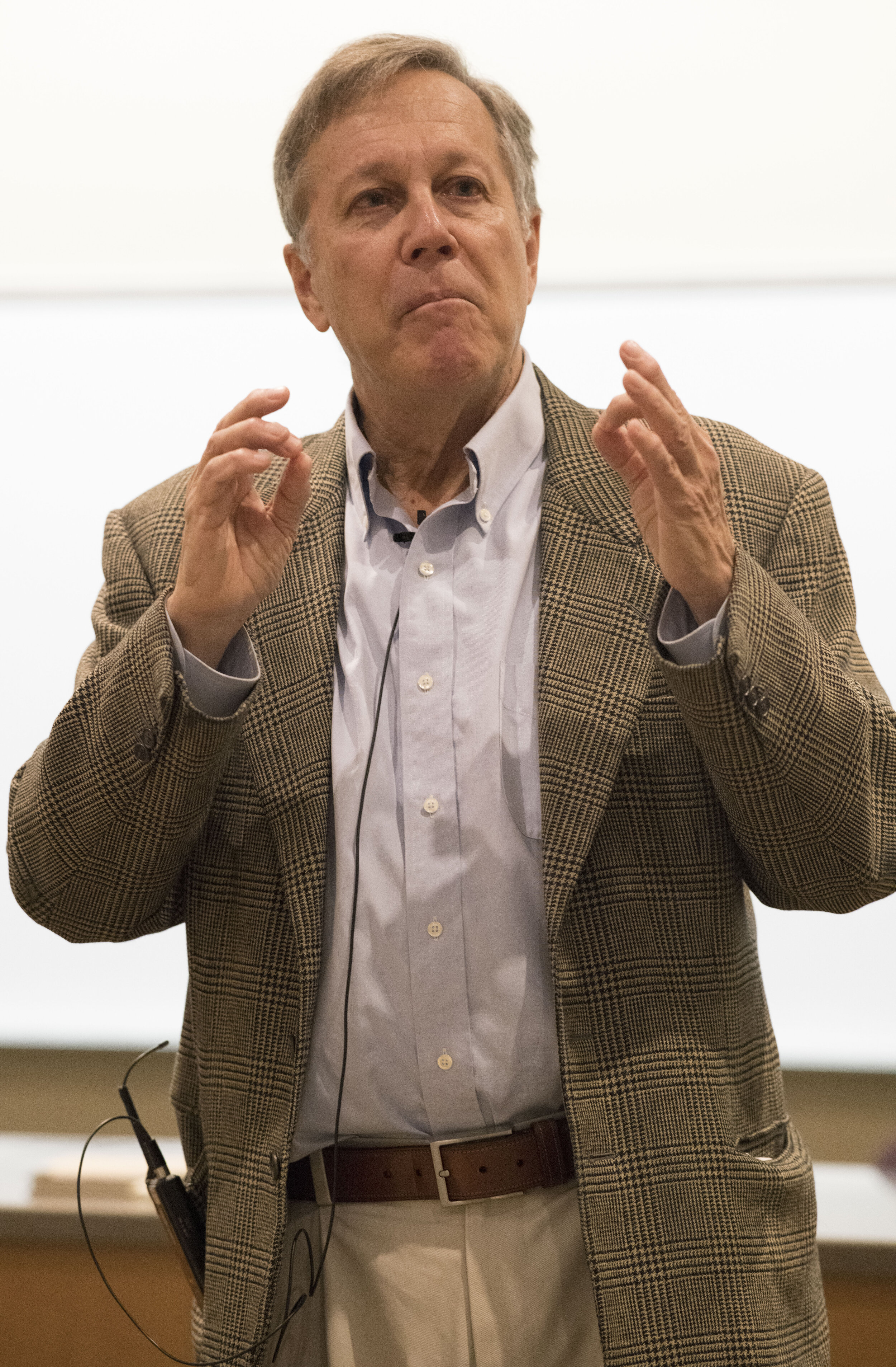  : Image of poet Dana Gioia describing what poetry means to him and way he became a poet on Thursday 10/03/2019 (Photo Kevin Tidmore The Corsair). 